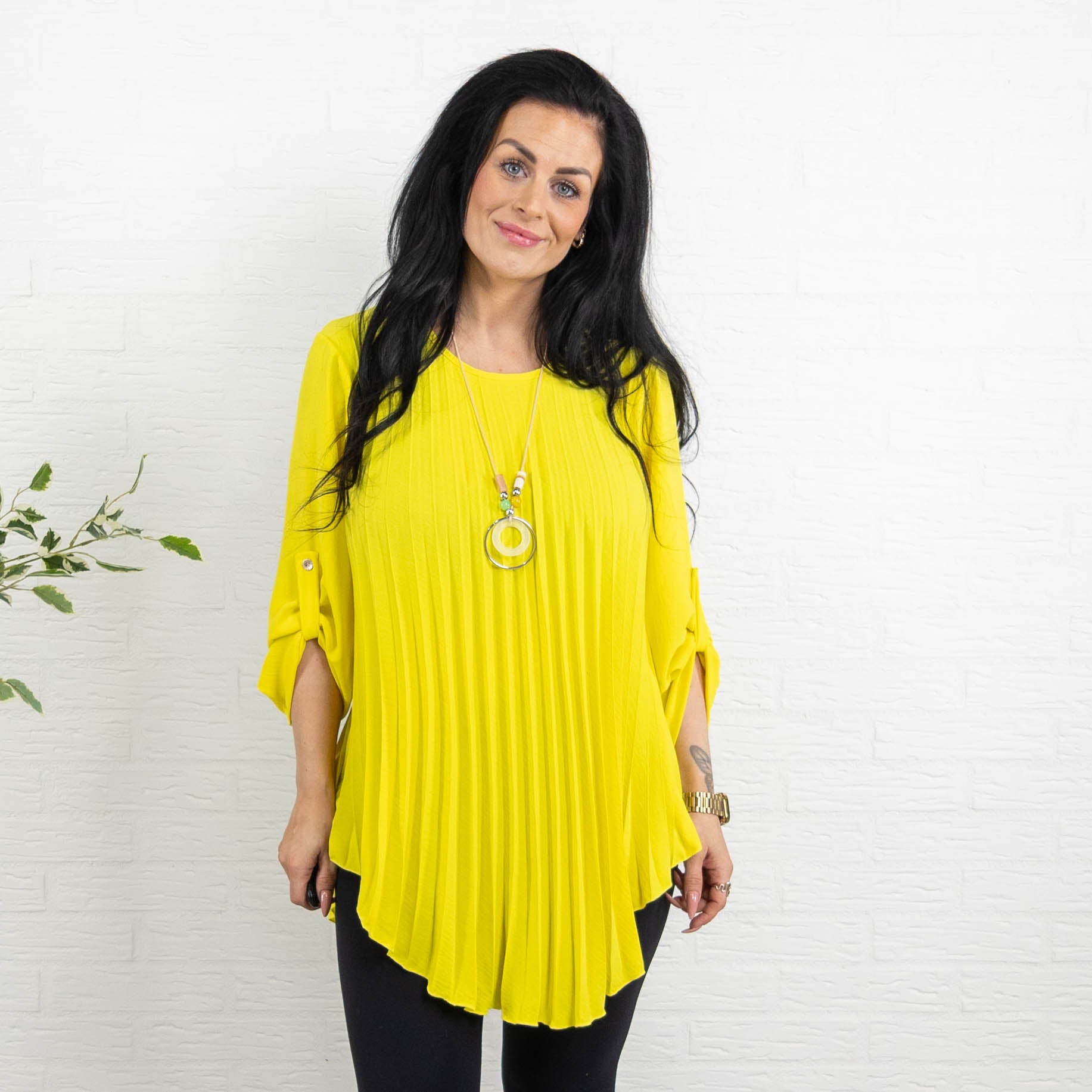 Bolette plisse overdel m. kæde, Gul