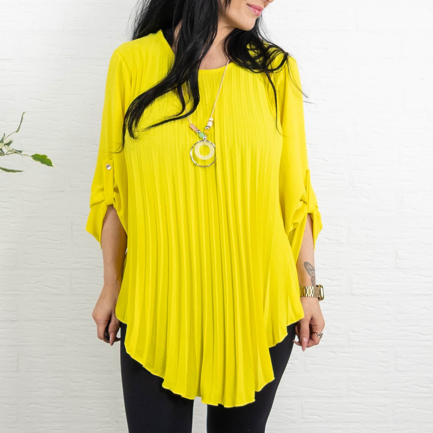 Bolette plisse overdel m. kæde, Gul