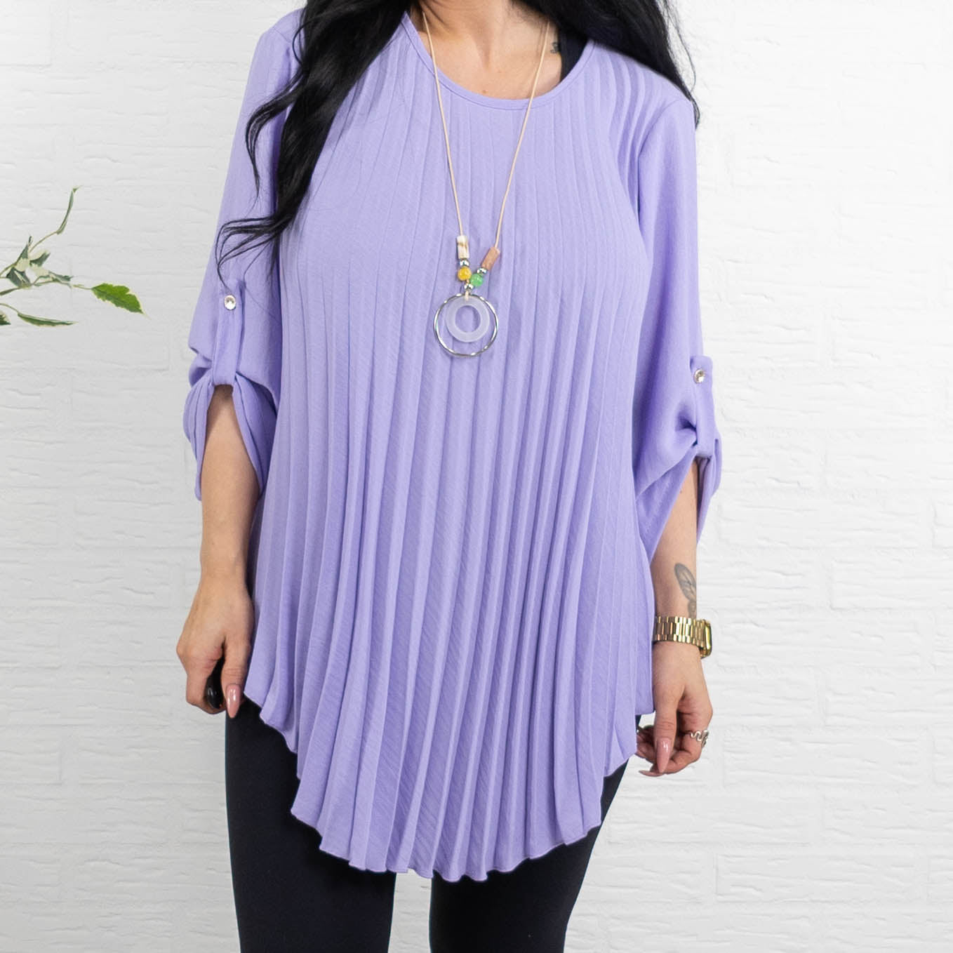 Bolette plisse overdel m. kæde, Lilla