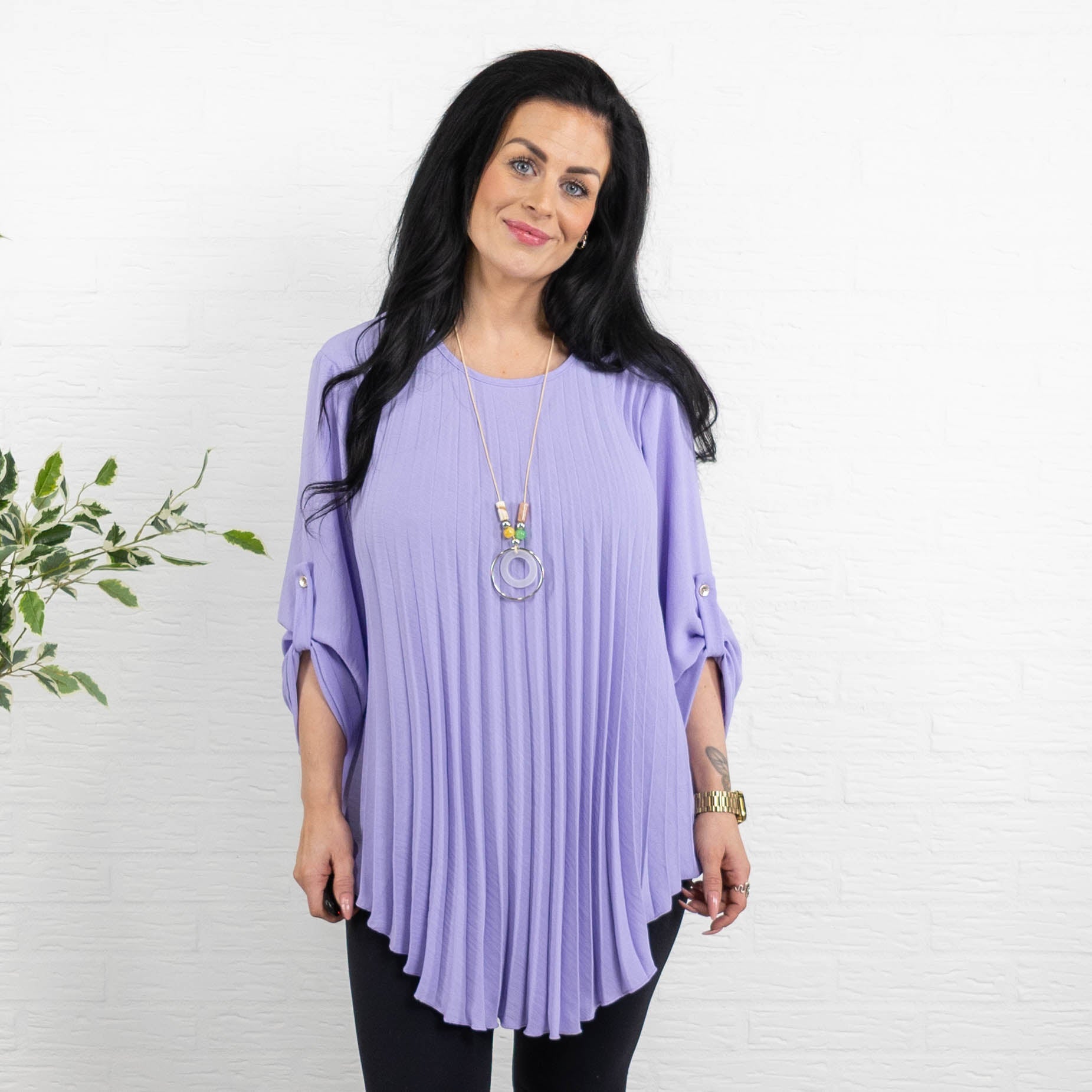 Bolette plisse overdel m. kæde, Lilla