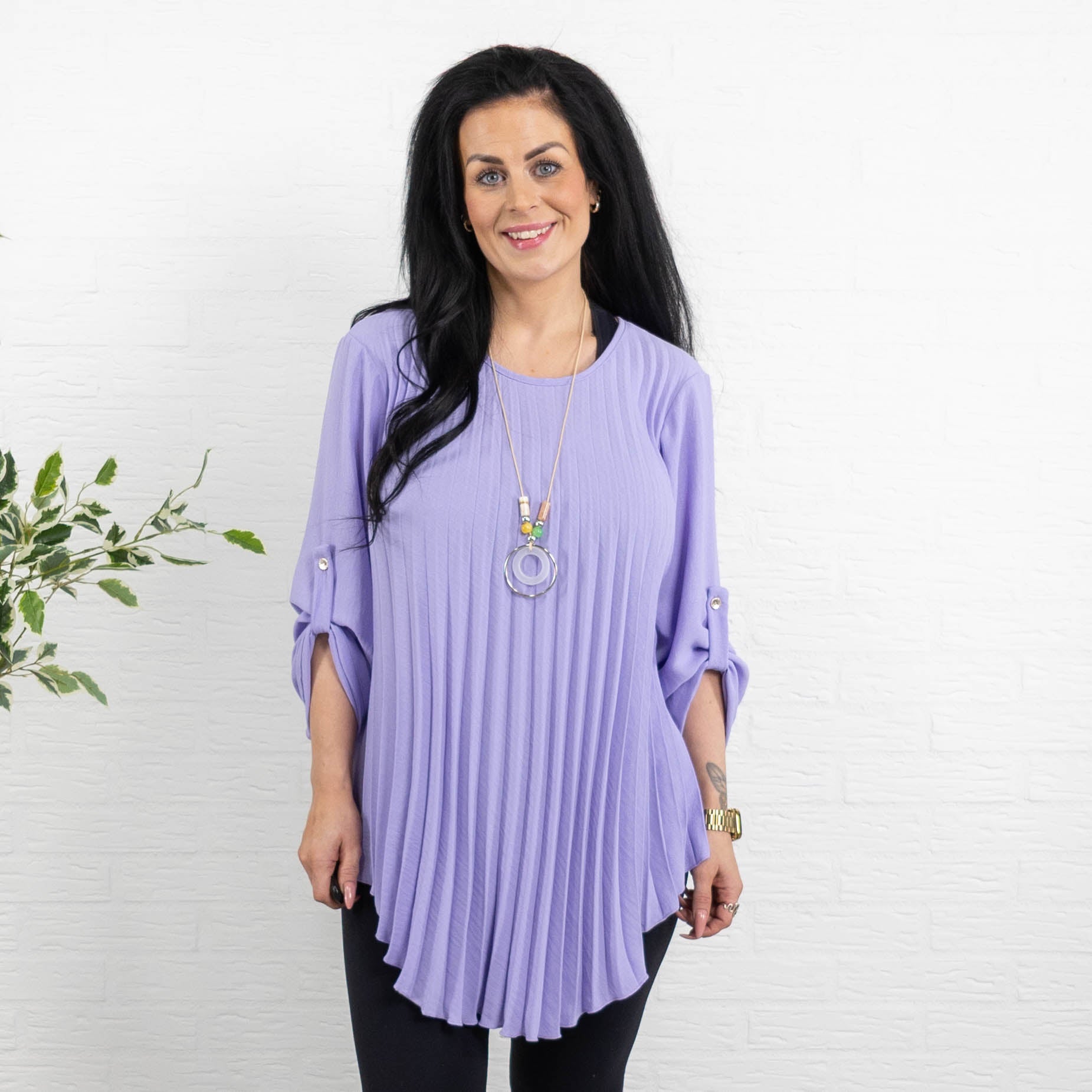 Bolette plisse overdel m. kæde, Lilla