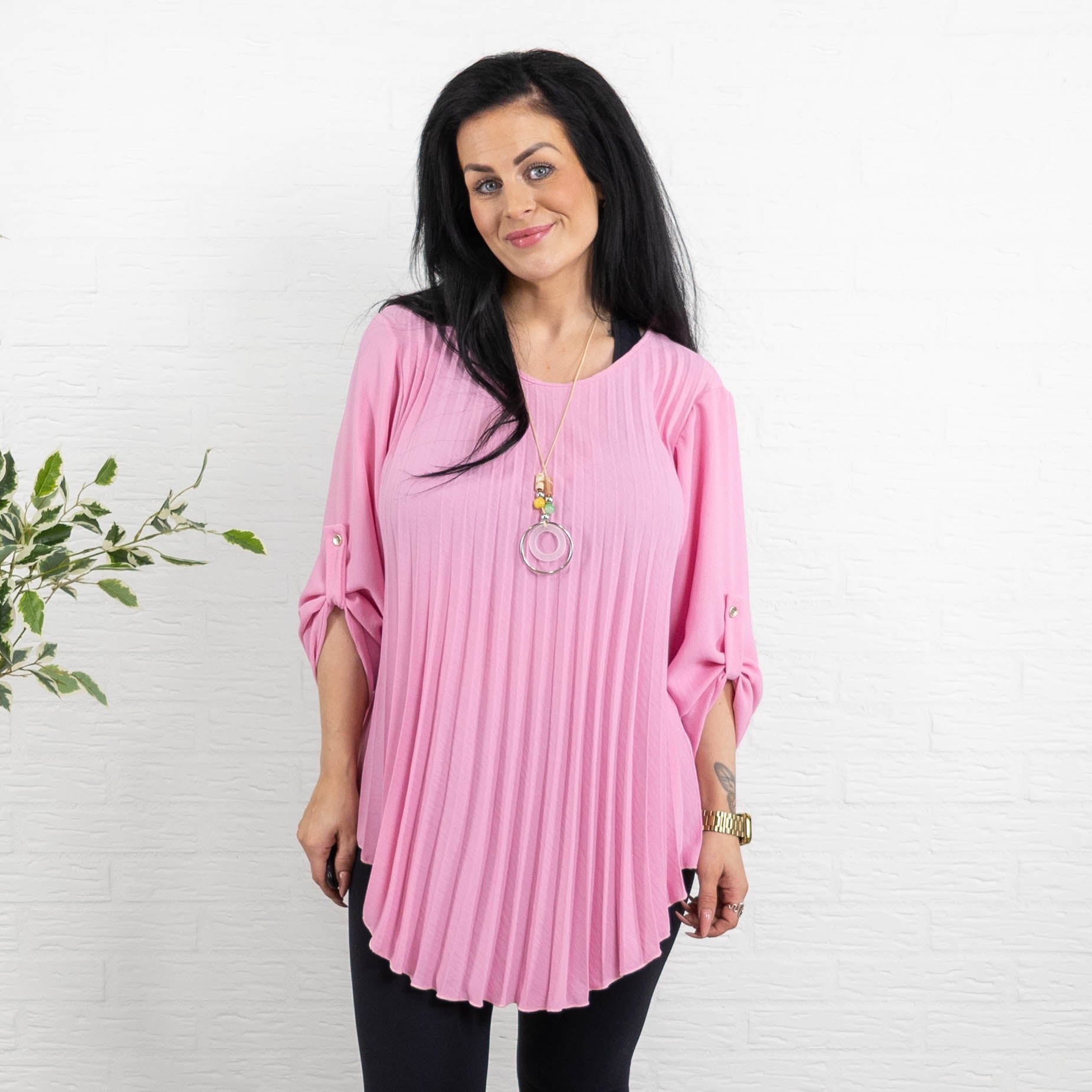 Bolette plisse overdel m. kæde, Pink