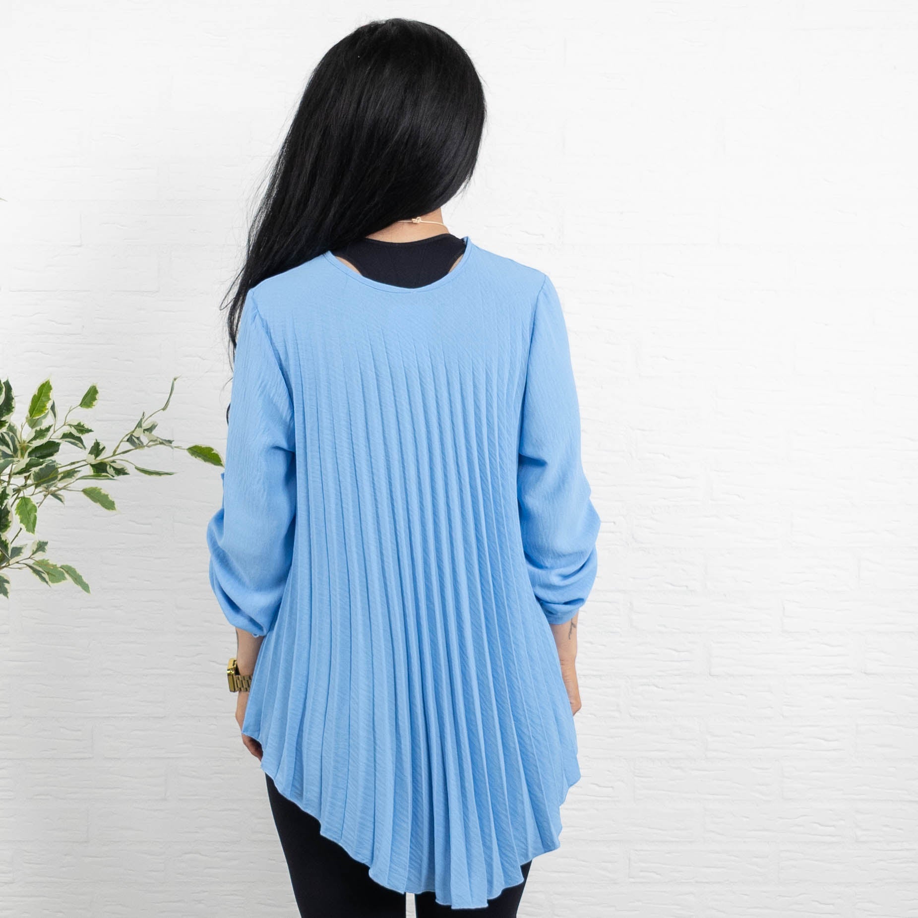 Judy plisse overdel m. kæde, Lyseblå