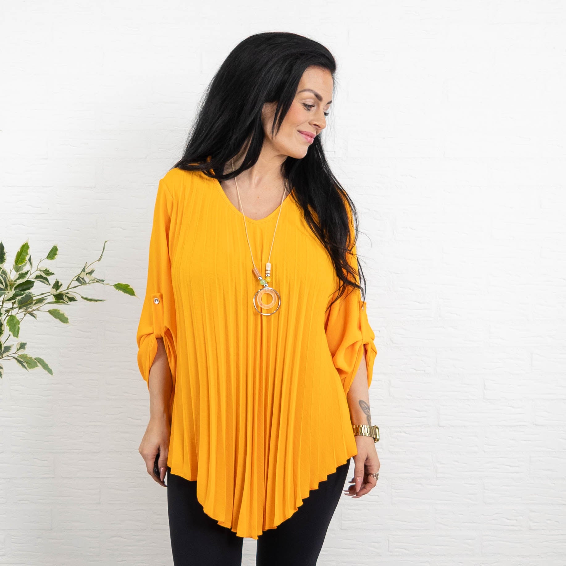 Judy plisse overdel m. kæde, Orange