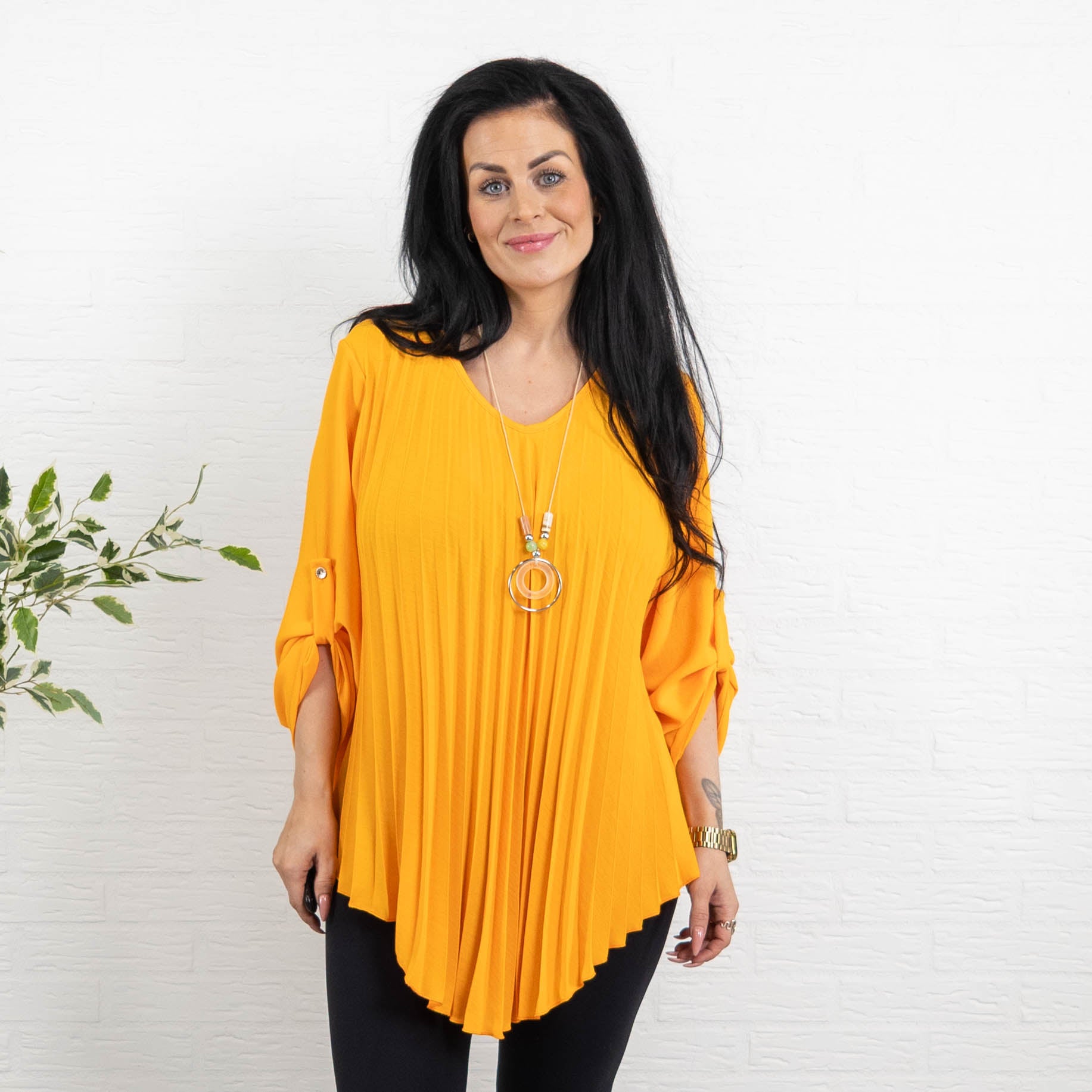 Judy plisse overdel m. kæde, Orange