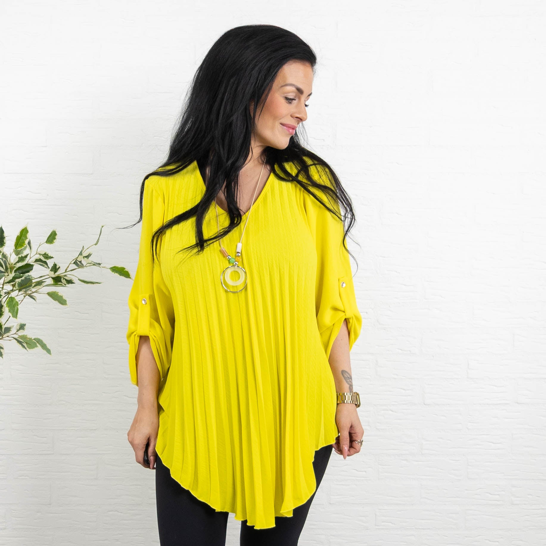 Judy plisse overdel m. kæde, Gul