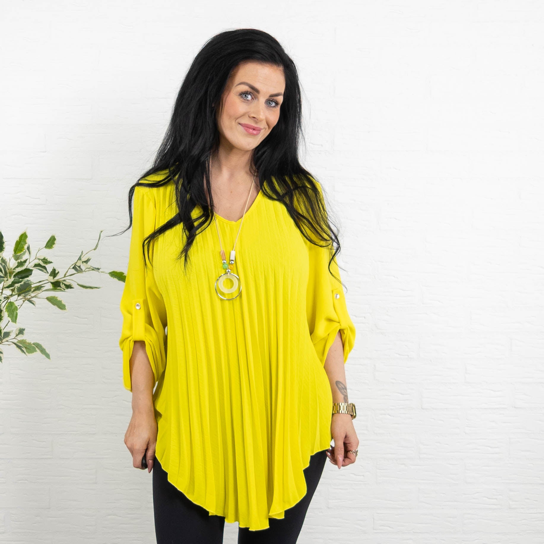 Judy plisse overdel m. kæde, Gul