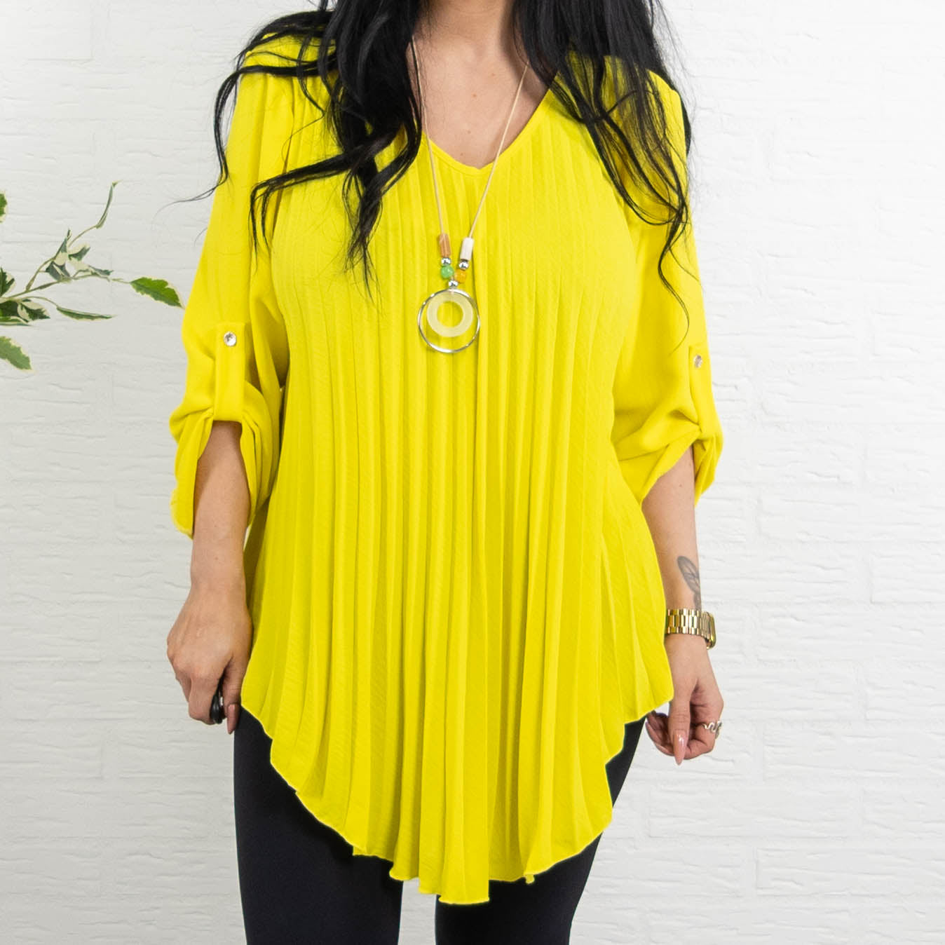 Judy plisse overdel m. kæde, Gul