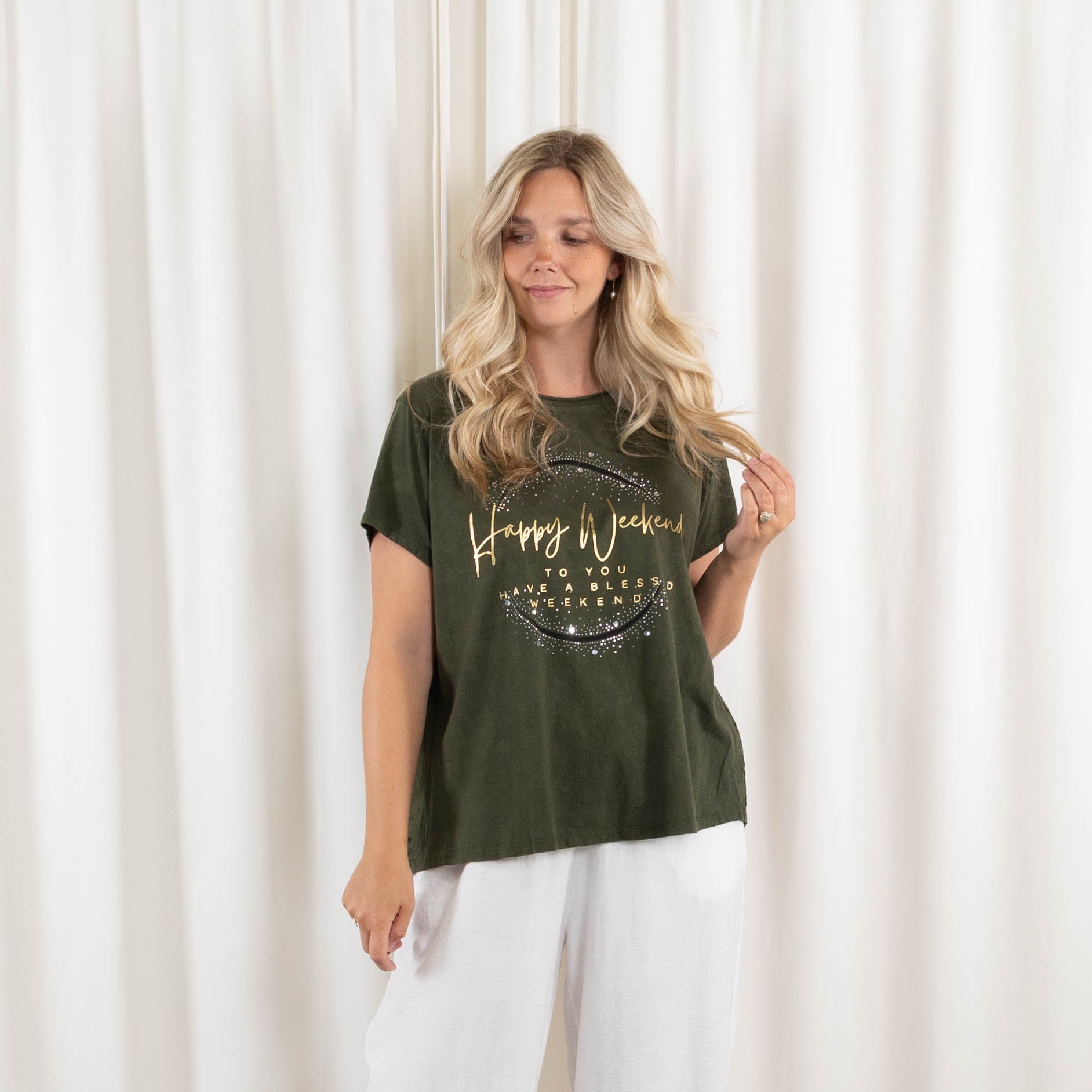 Agathe t-shirt, Mørk khaki