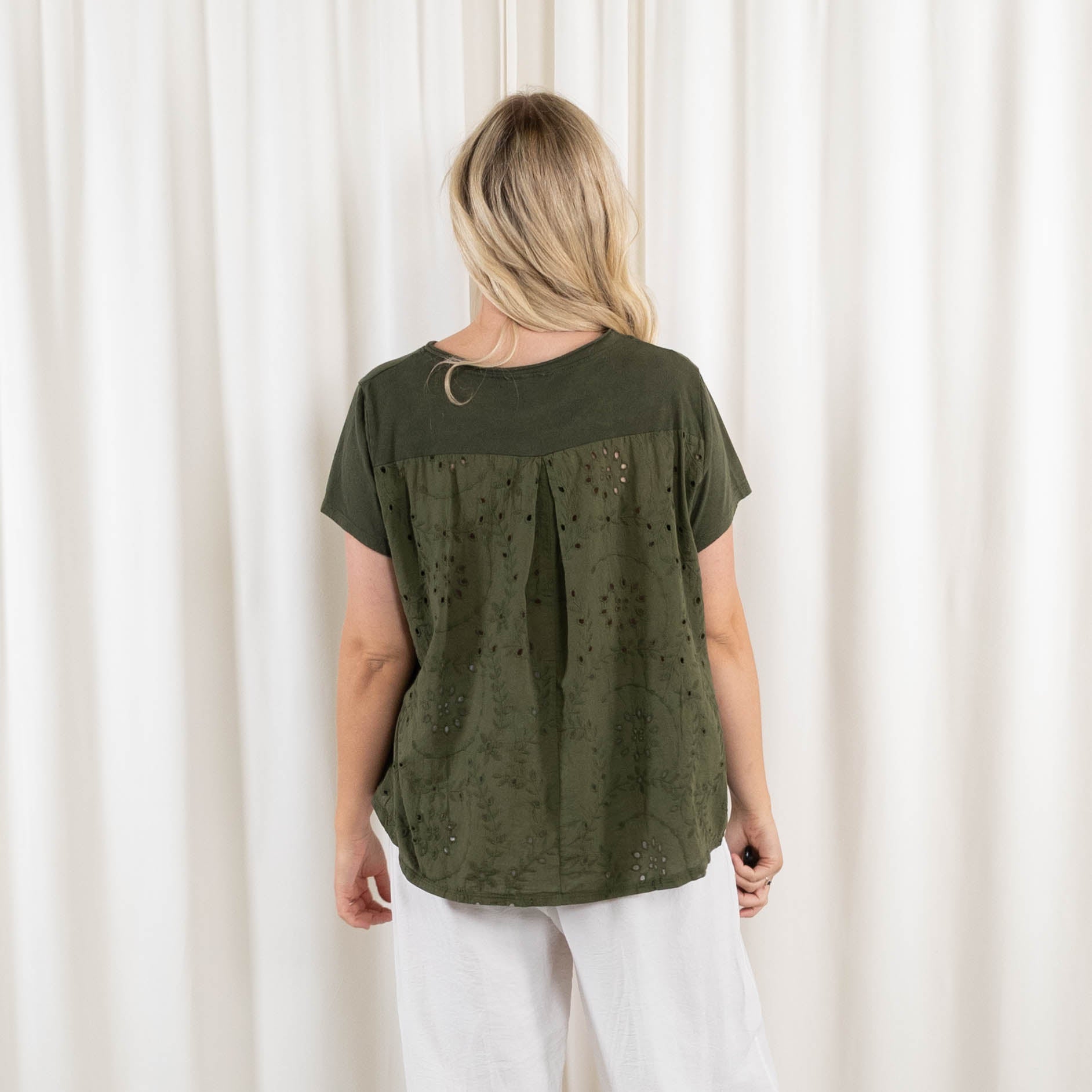Agathe t-shirt, Mørk khaki