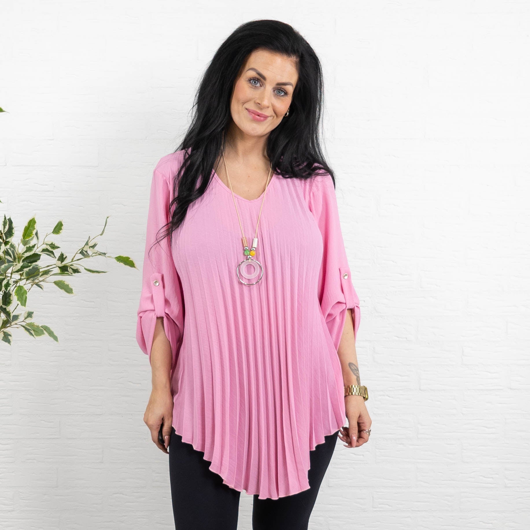 Judy plisse overdel m. kæde, Pink