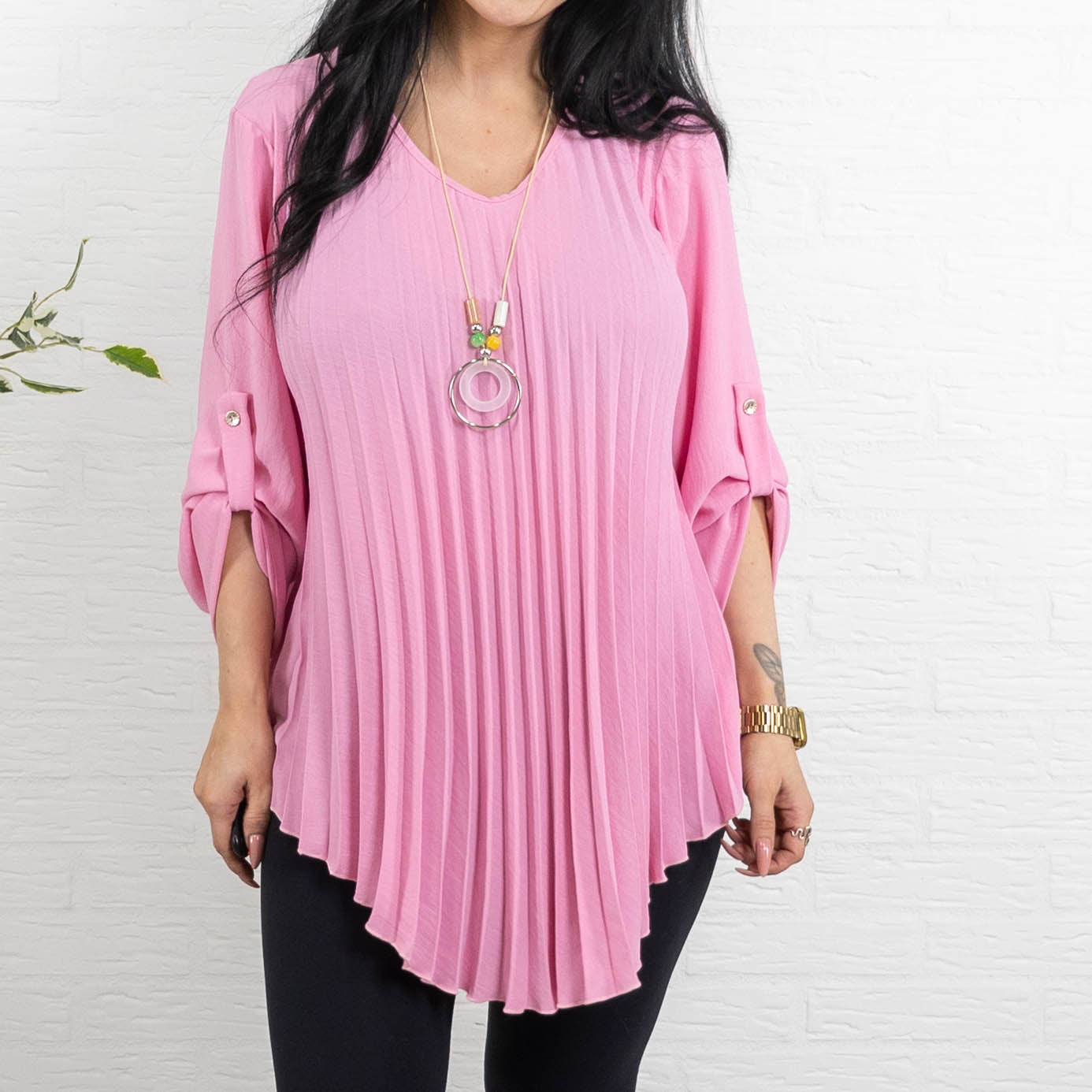 Judy plisse overdel m. kæde, Pink