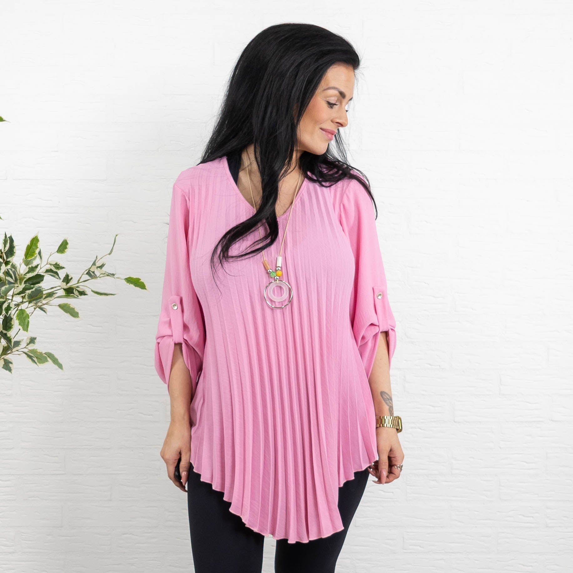 Judy plisse overdel m. kæde, Pink