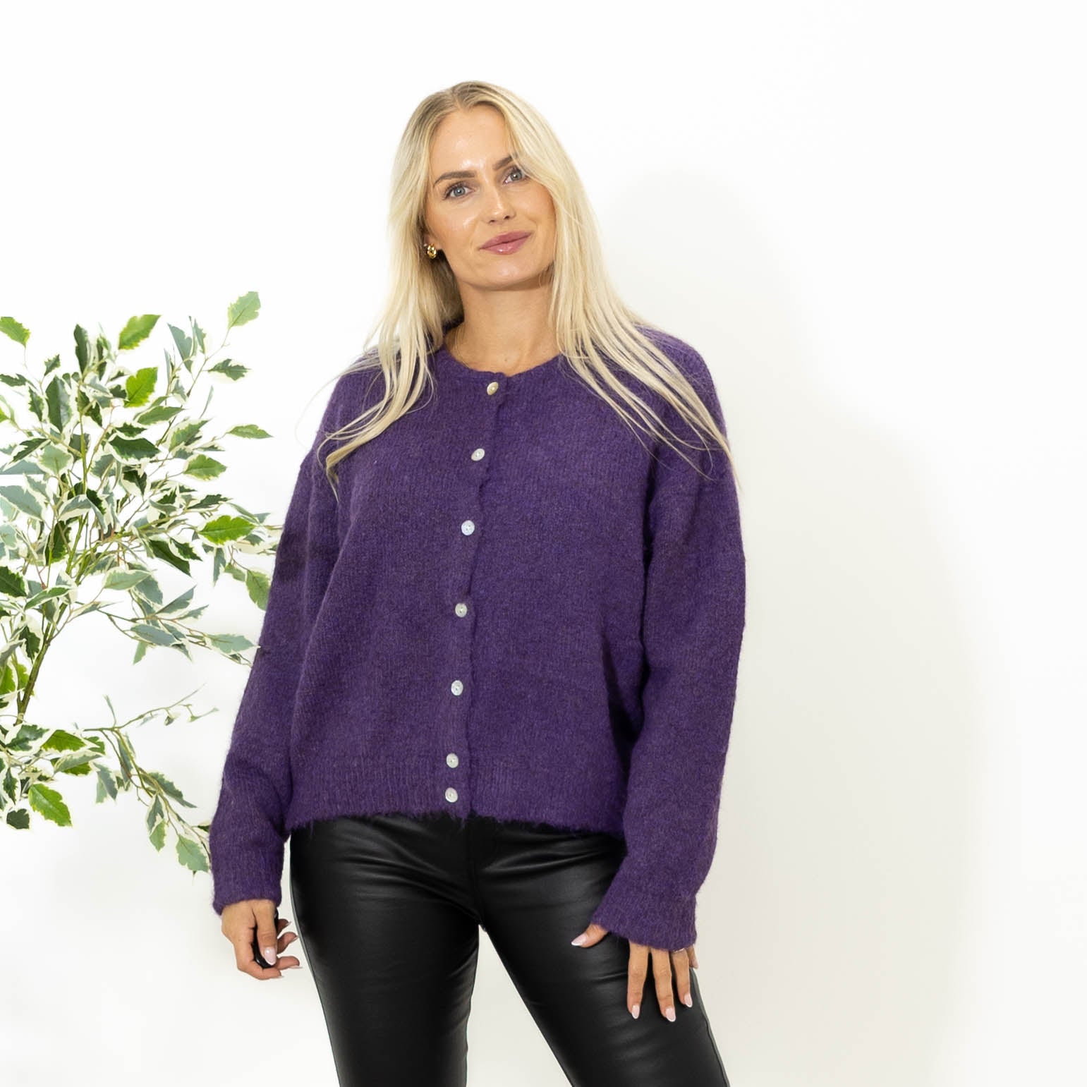 Kaja strik cardigan, Lilla