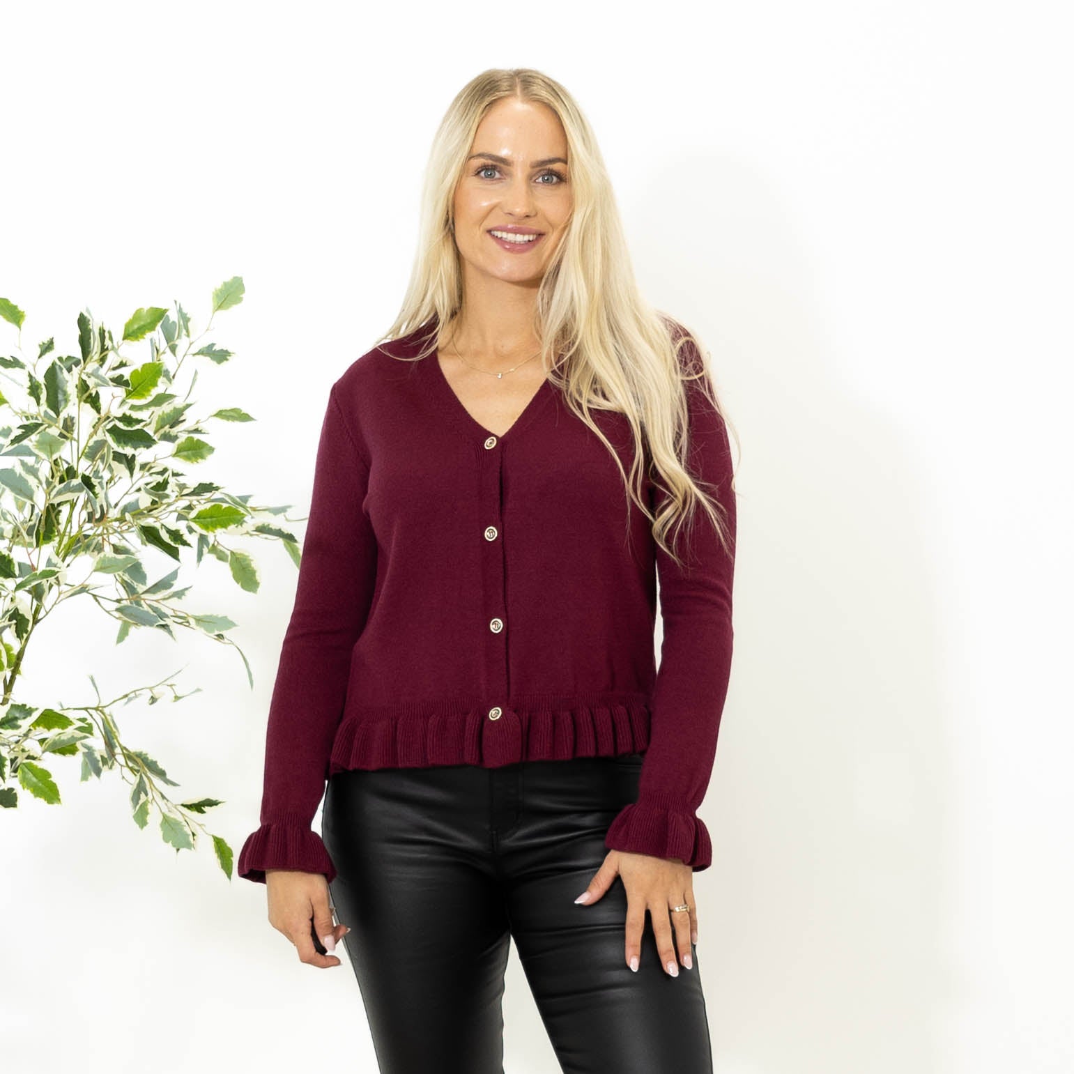 Elinor strik cardigan, Bordeaux