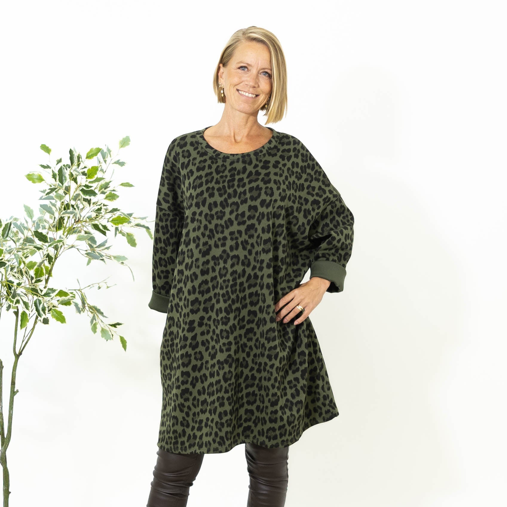 Linda sweatshirtkjole, Khaki