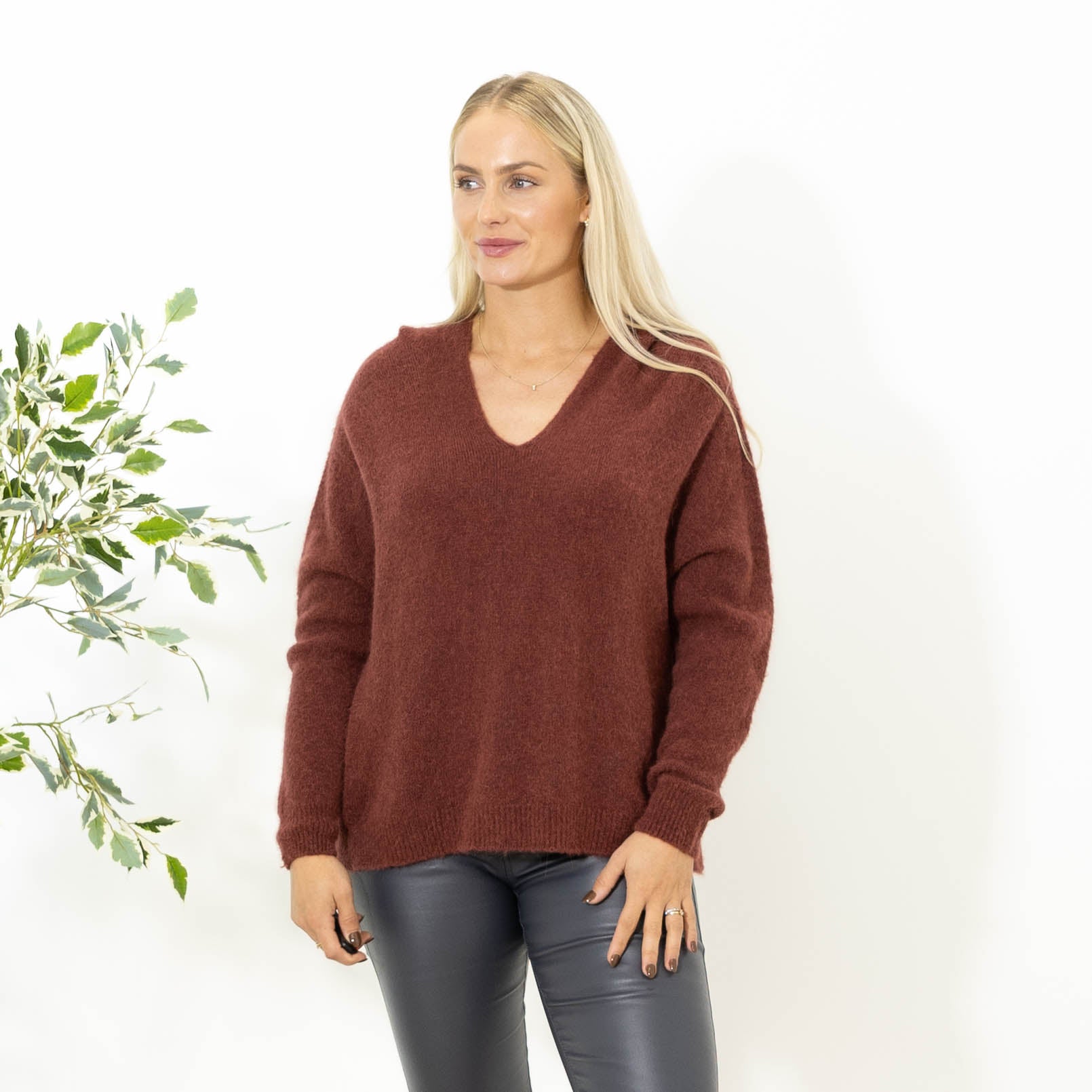 Liva strik hoodie, Bordeaux