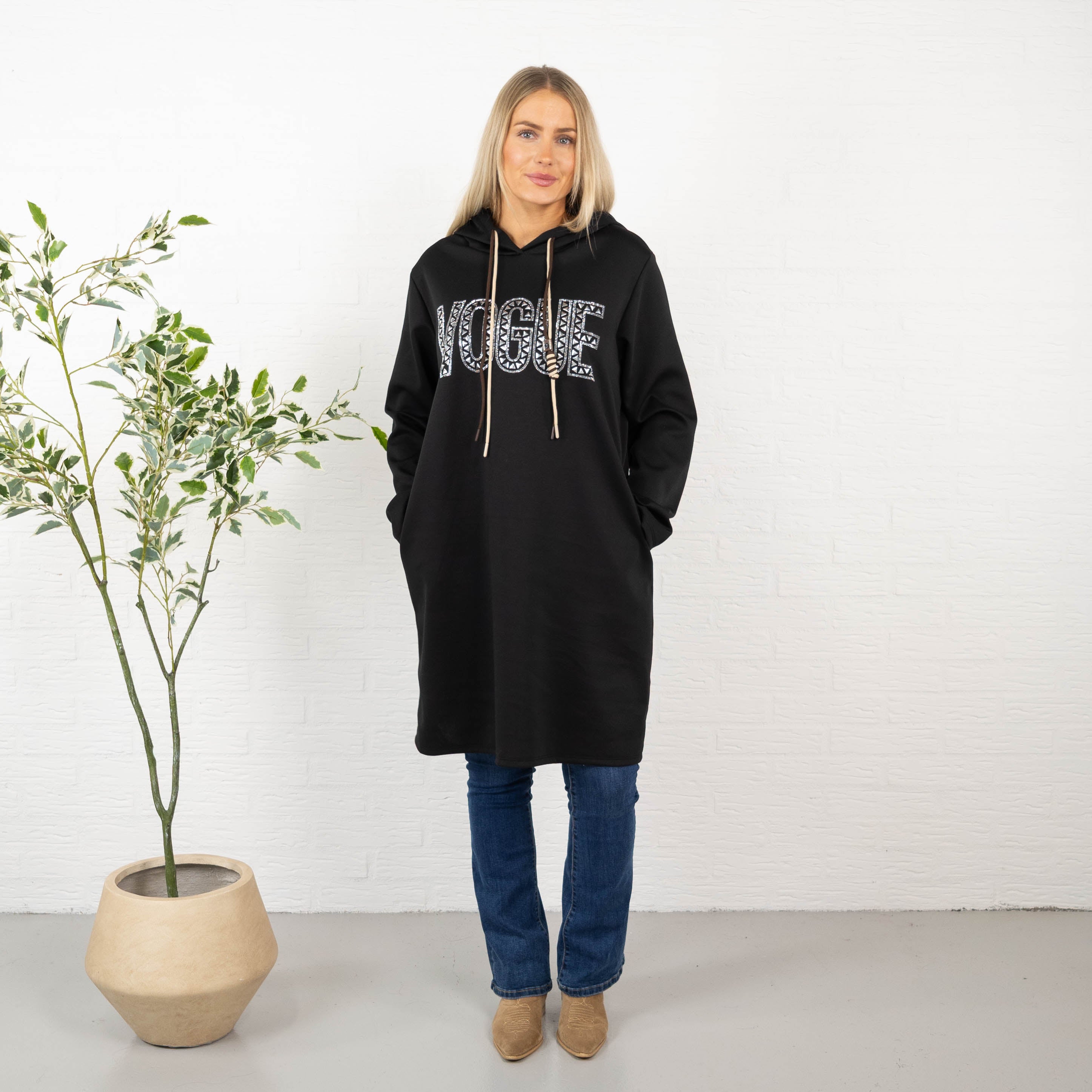 Vogue sweatshirt/tunika, Sort