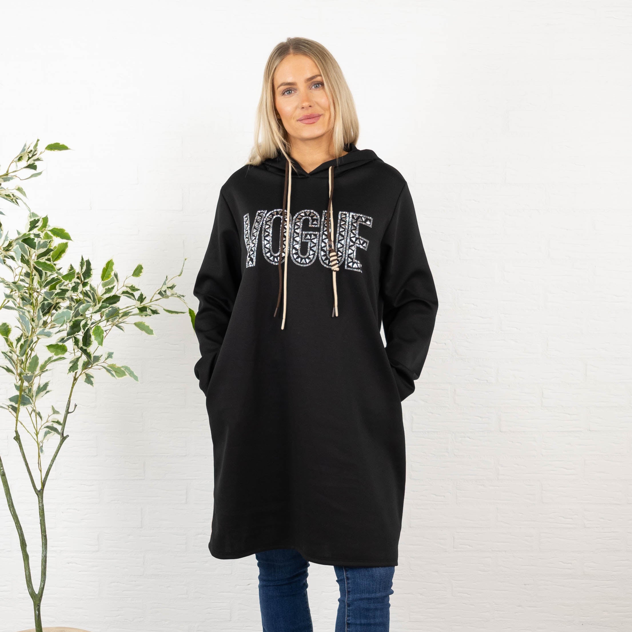Vogue sweatshirt/tunika, Sort