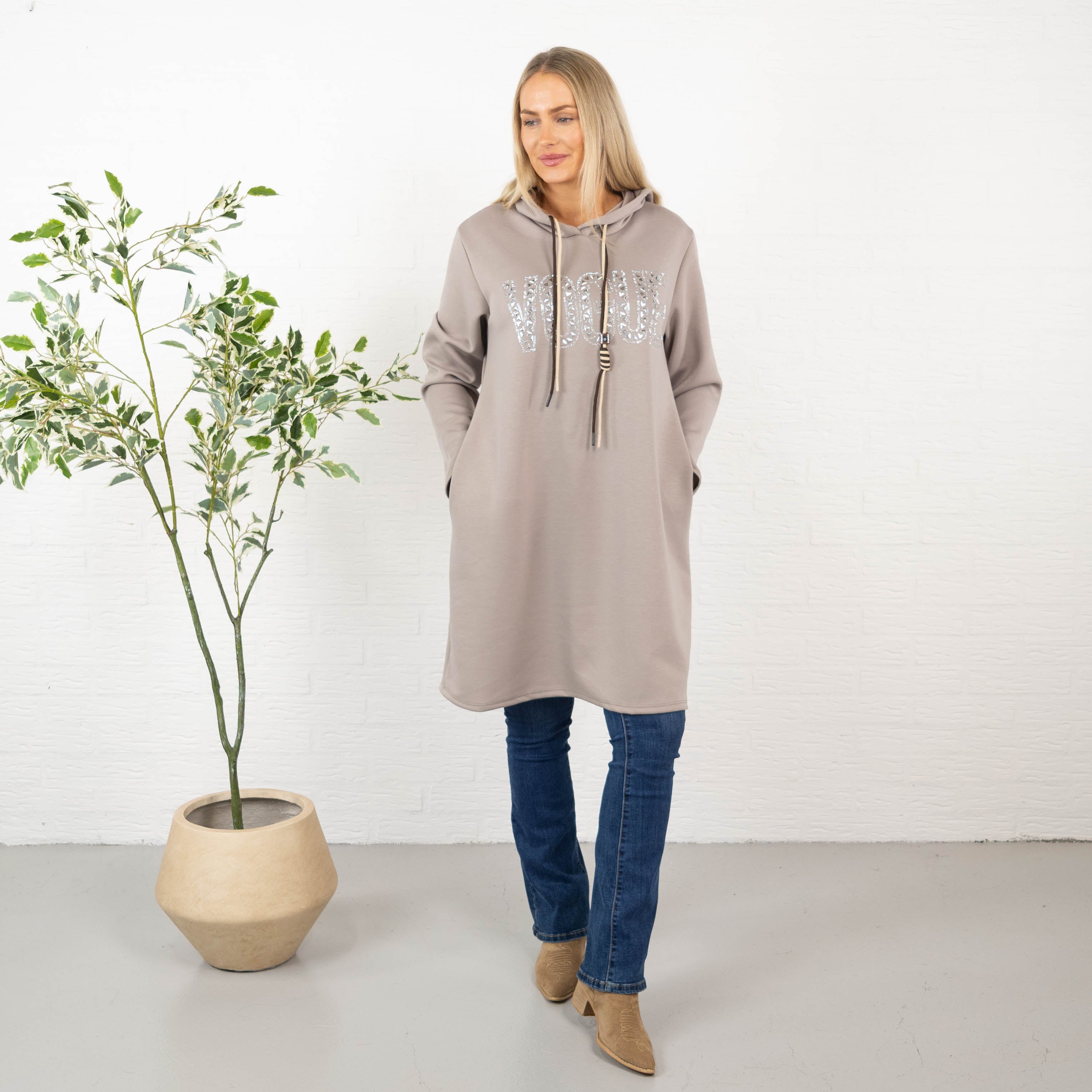 Vogue sweatshirt/tunika, Taupe