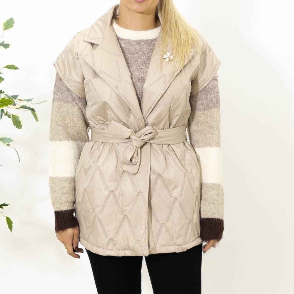 Gerda vest m. bælte, Beige