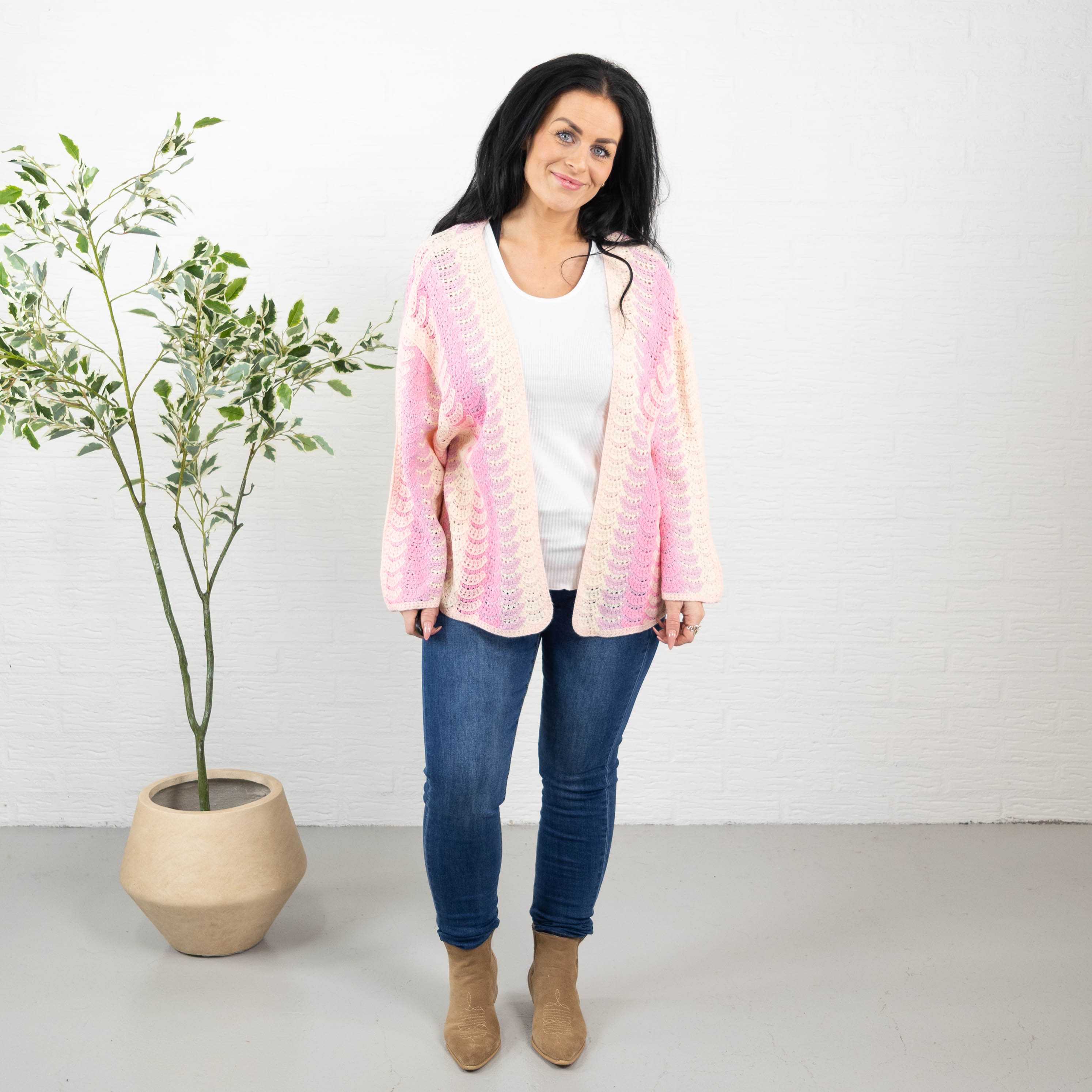 Jonna cardigan, Lyserød