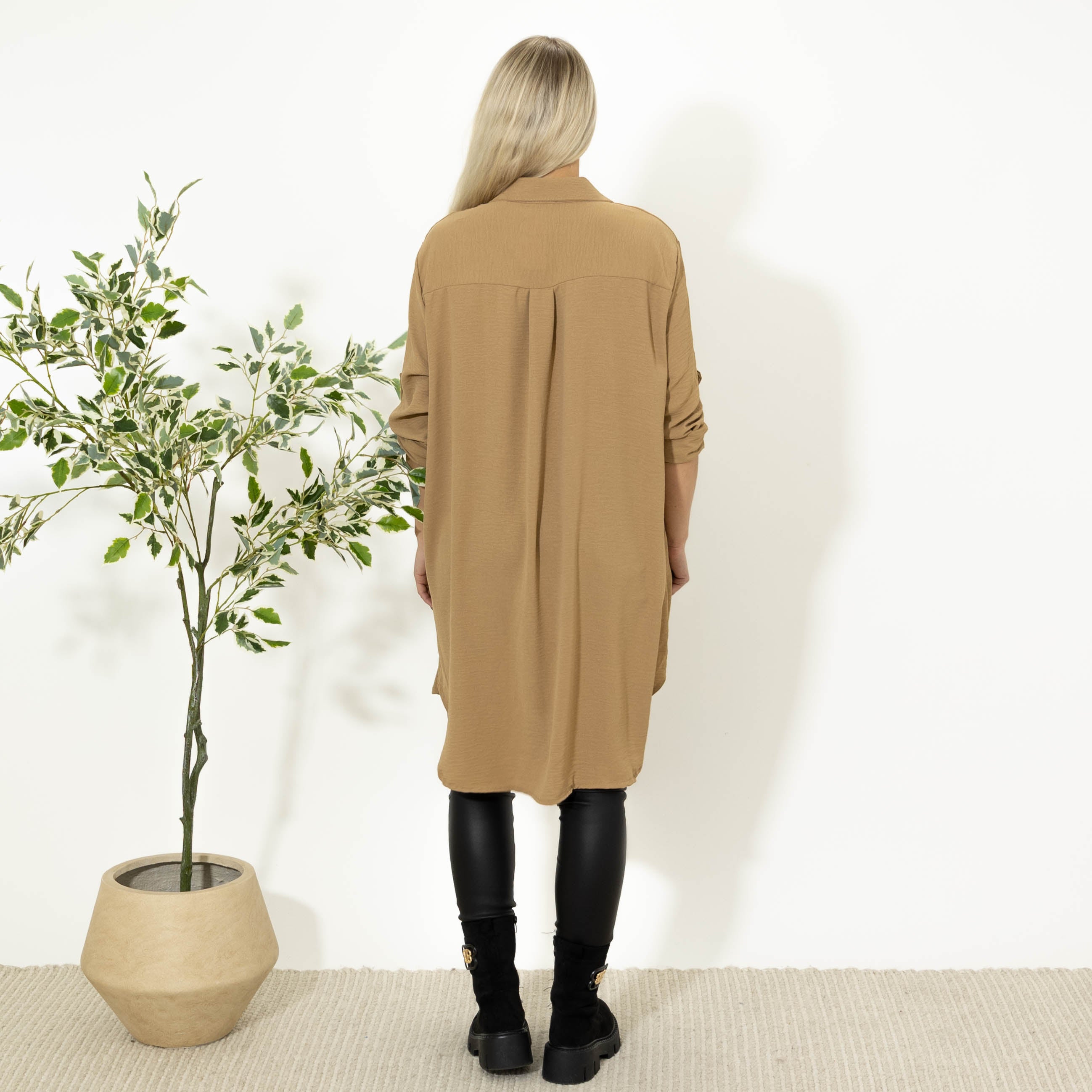 Betty bubblechiffon skjorte, Camel