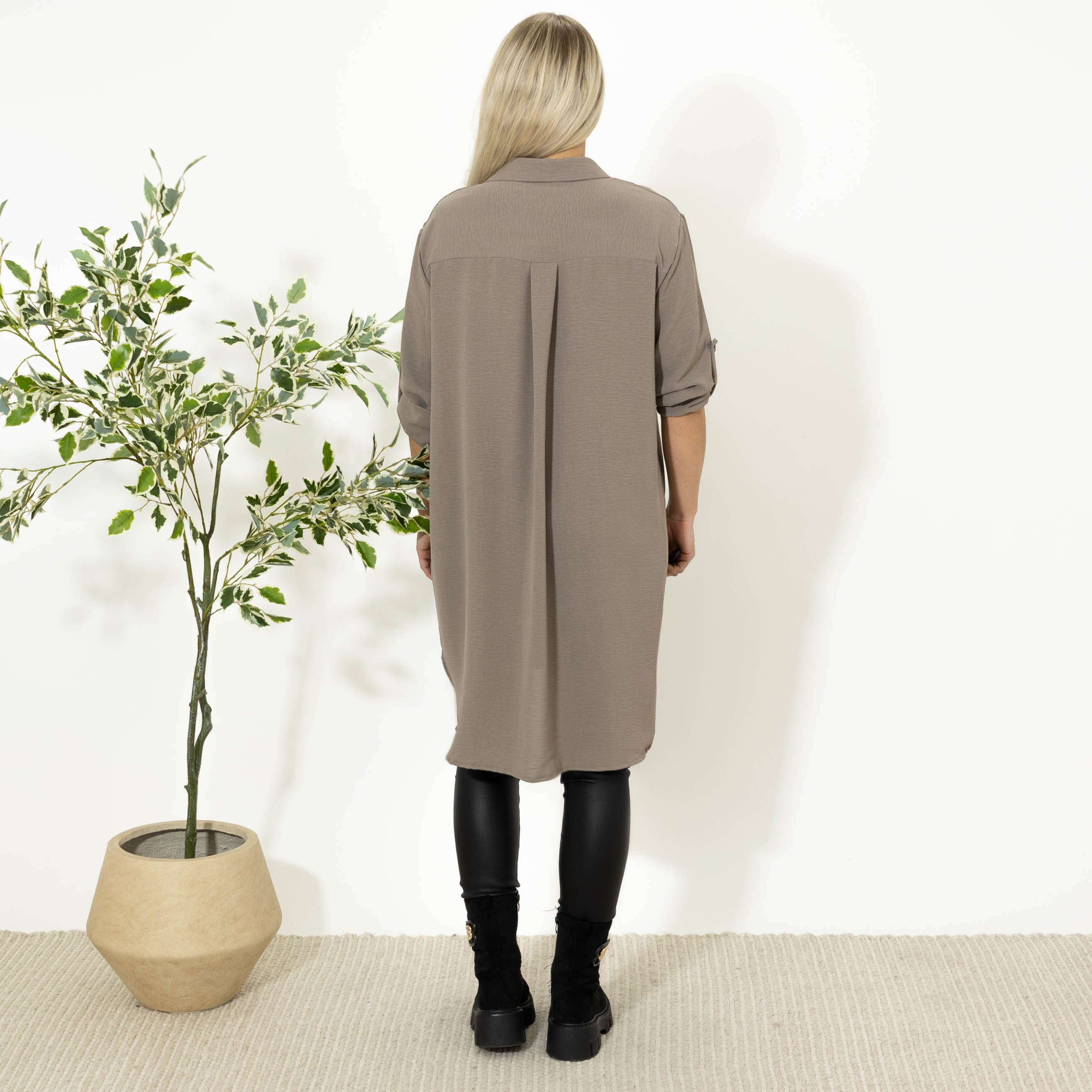 Betty bubblechiffon skjorte, Taupe