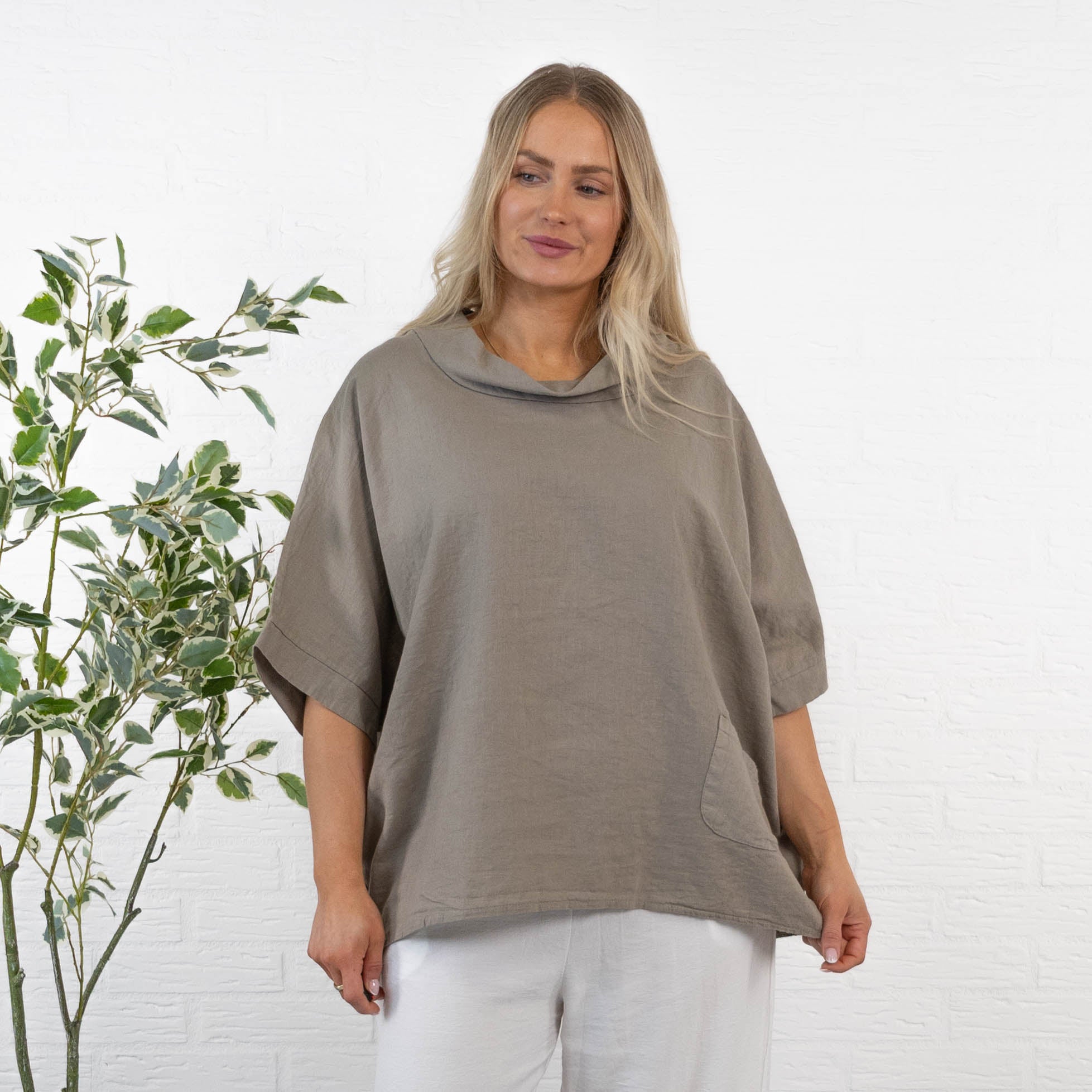 Lorna ægte hør overdel, Taupe