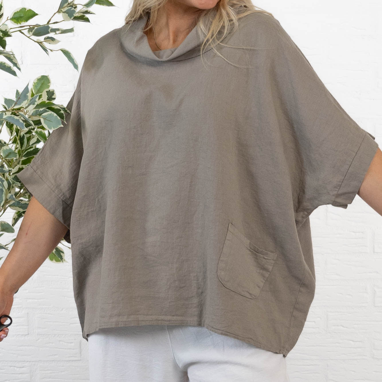 Lorna ægte hør overdel, Taupe
