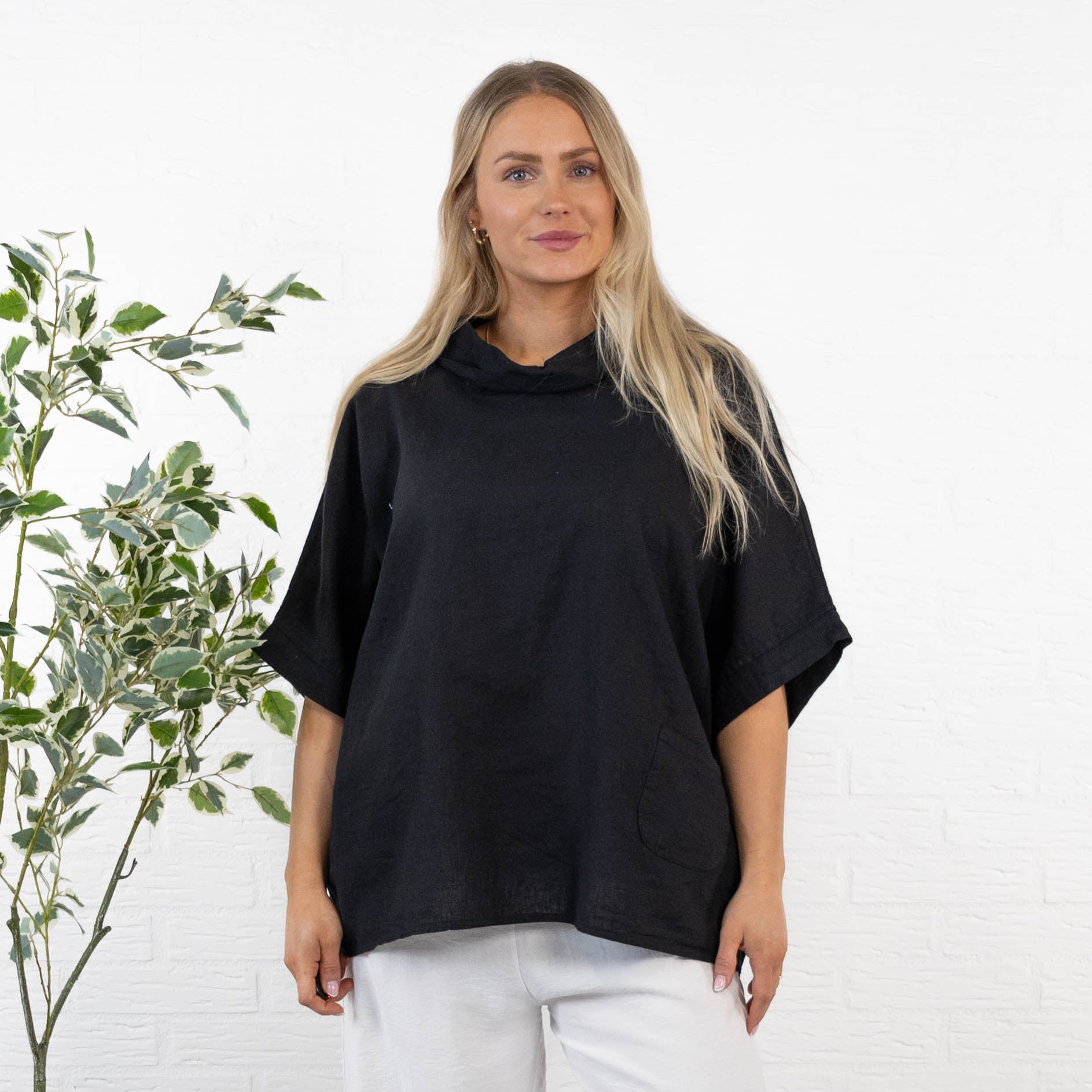 Lorna ægte hør overdel, Sort