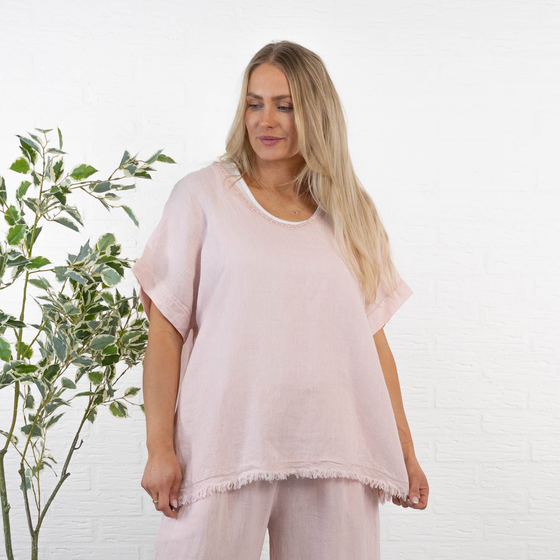 Nille ægte hør t-shirt, Rosa