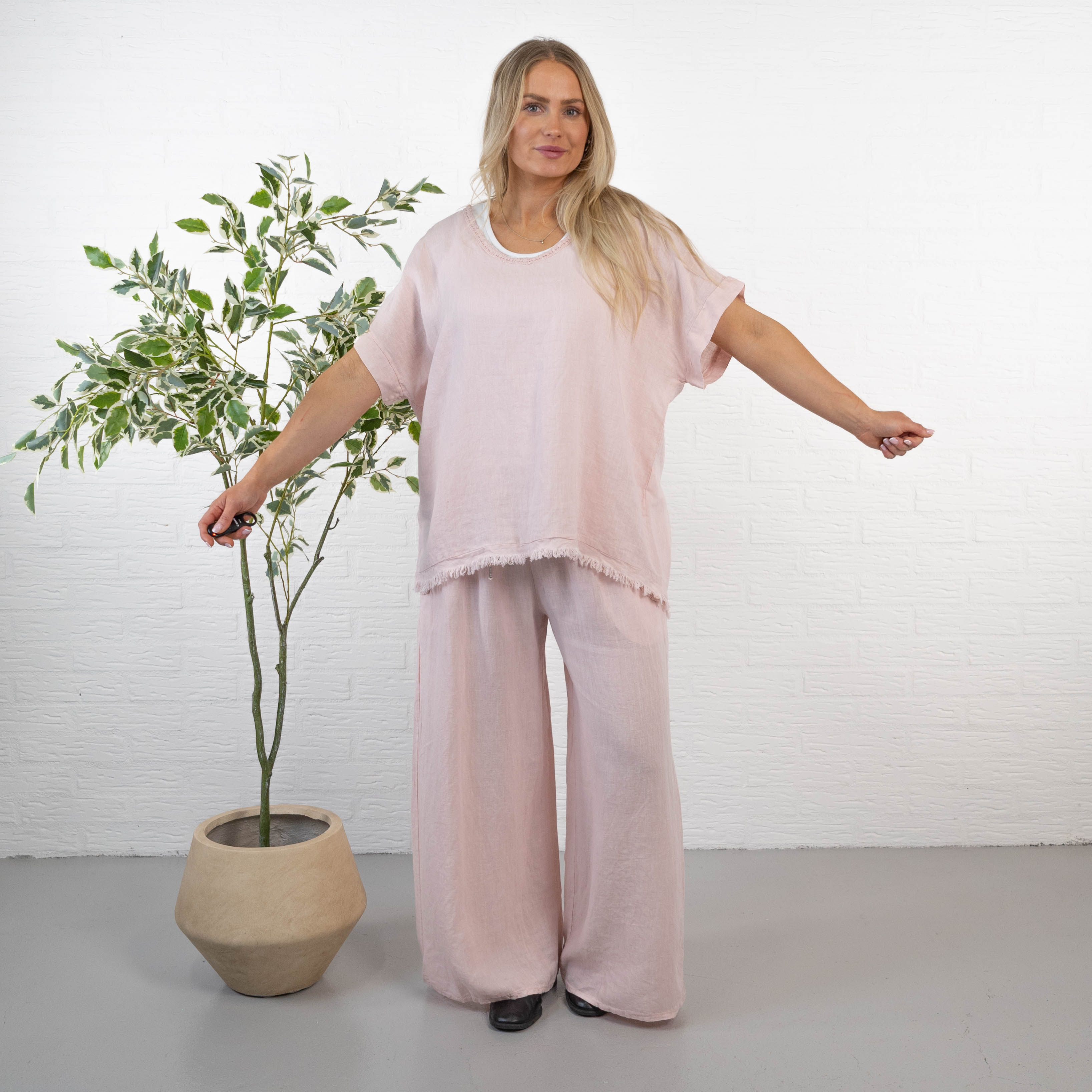 Nille ægte hør t-shirt, Rosa