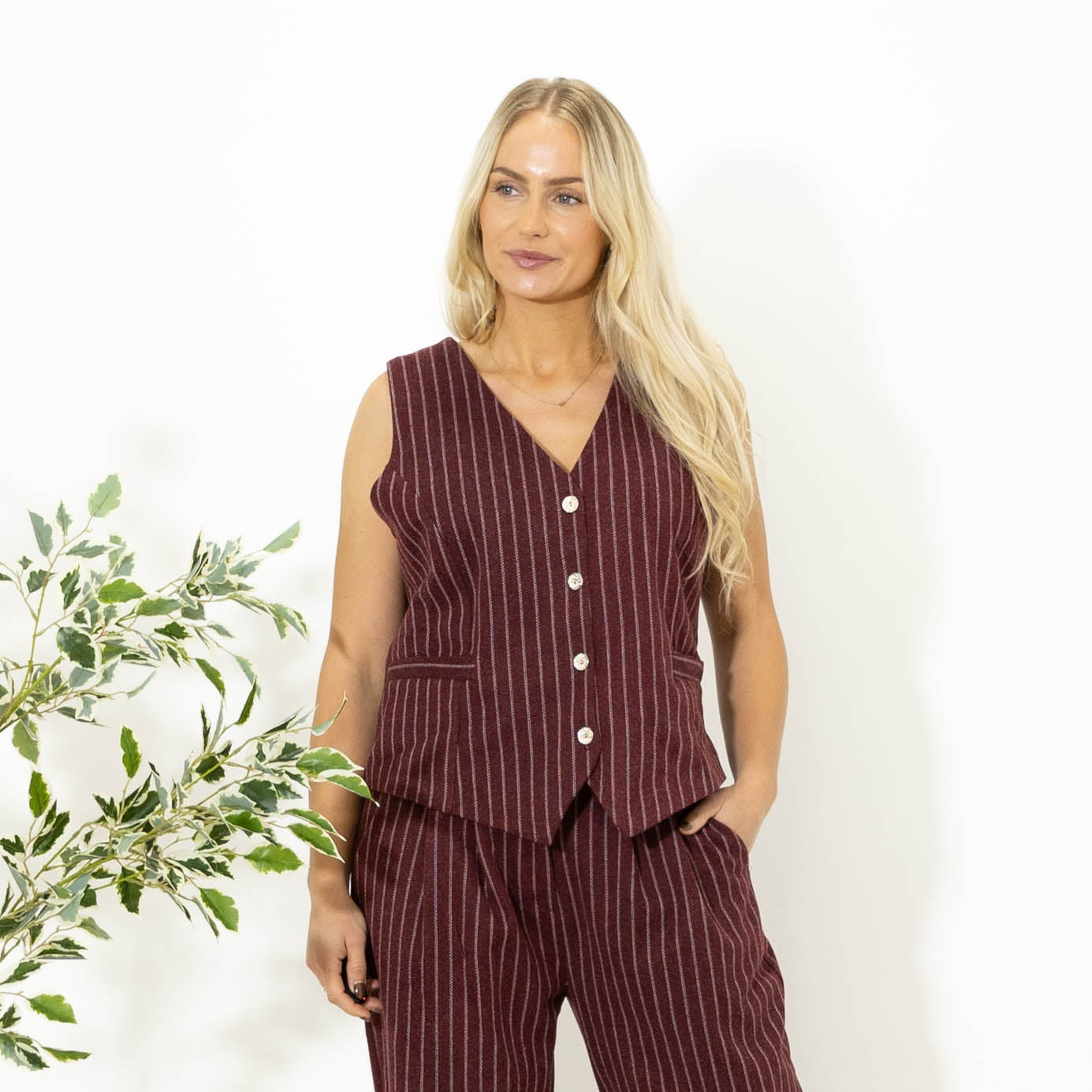 Carmen stribet vest, Bordeaux