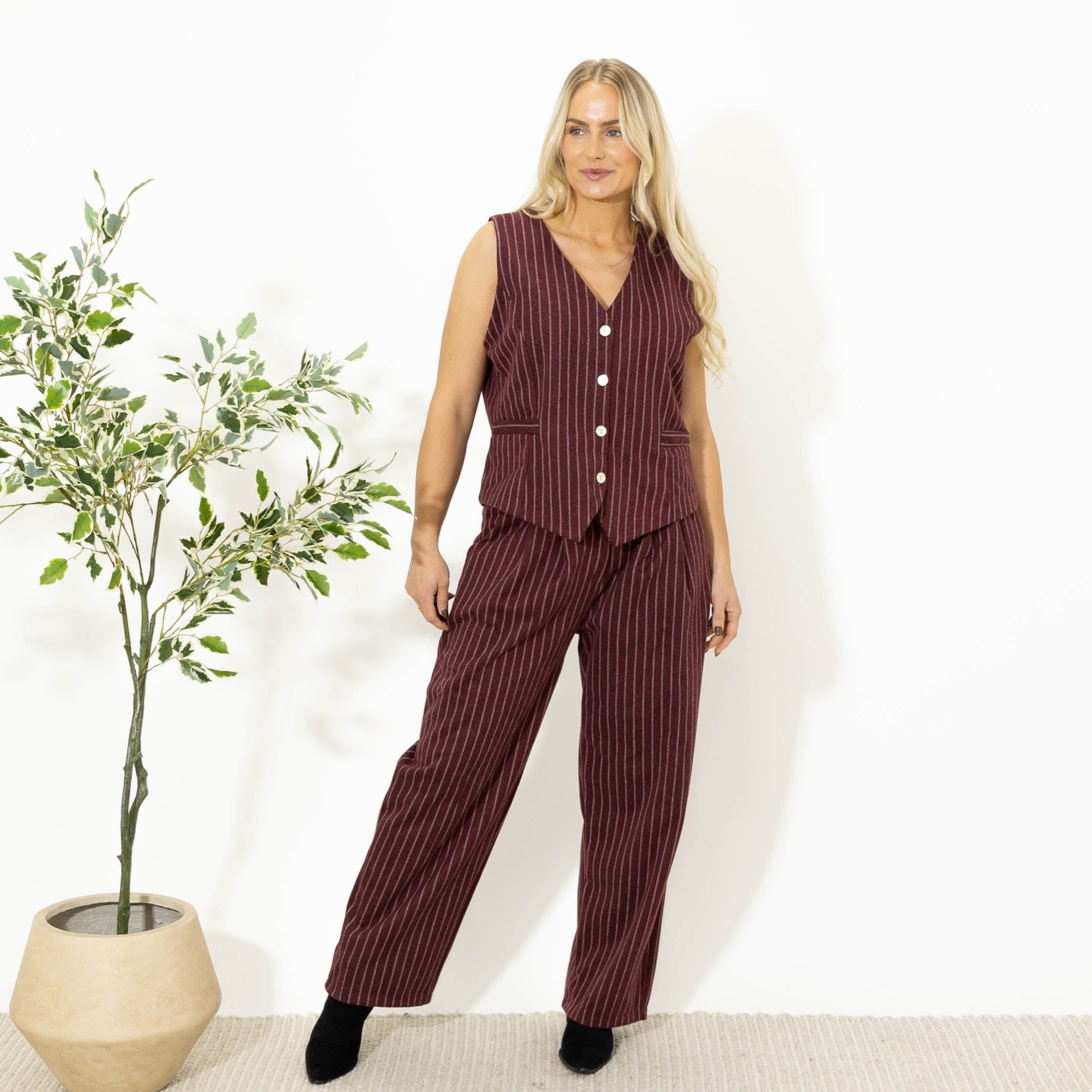 Carmen stribet vest, Bordeaux