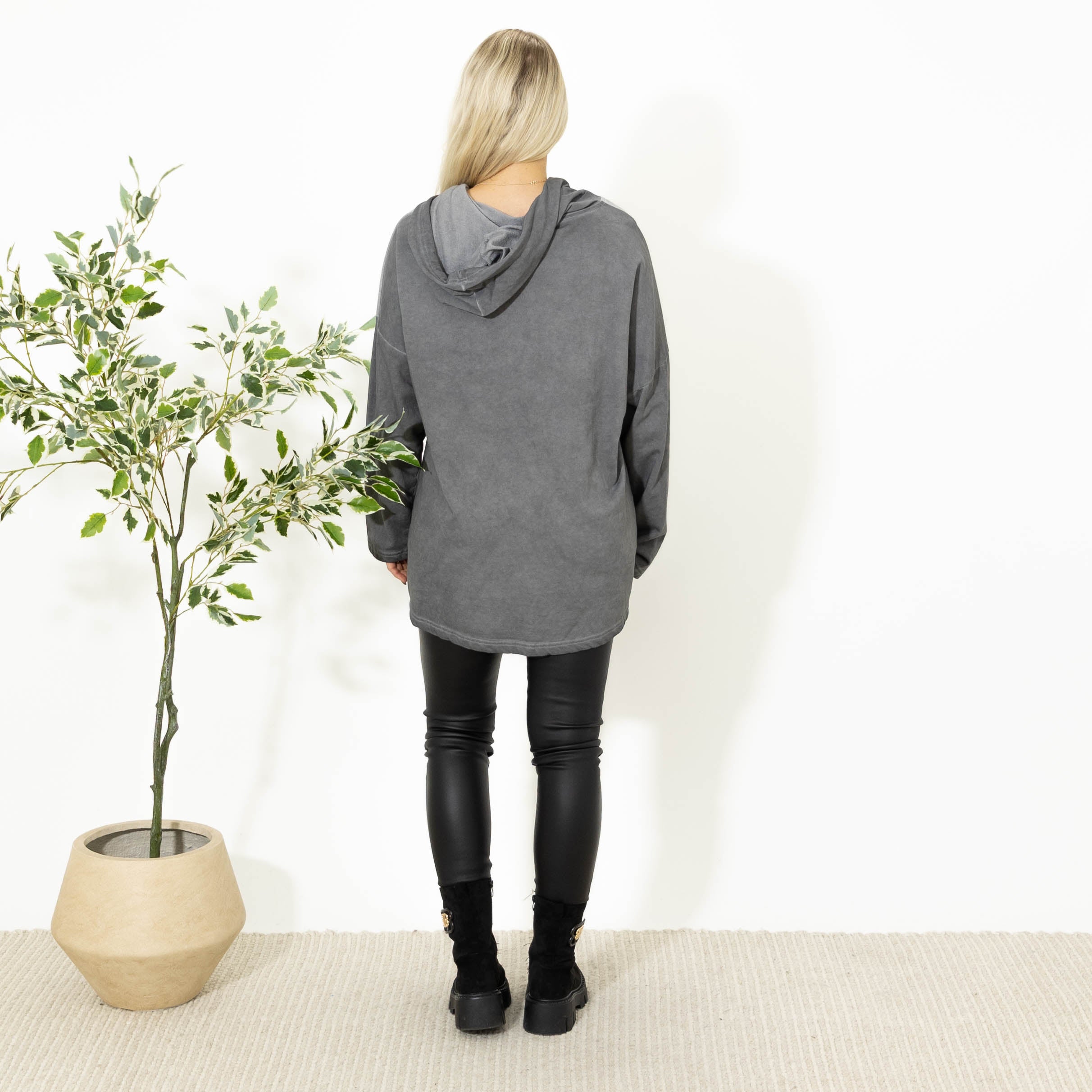 Vivi sweatshirt m. hoodie, Grå