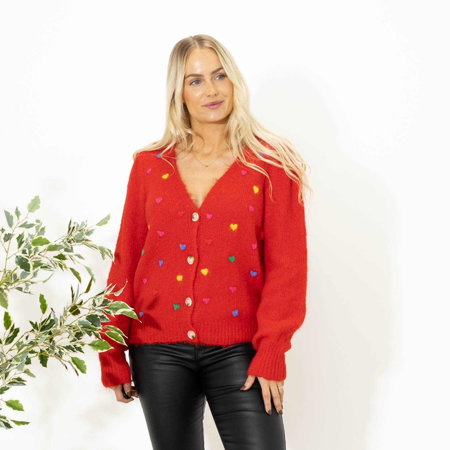 Texas strikcardigan, Rød