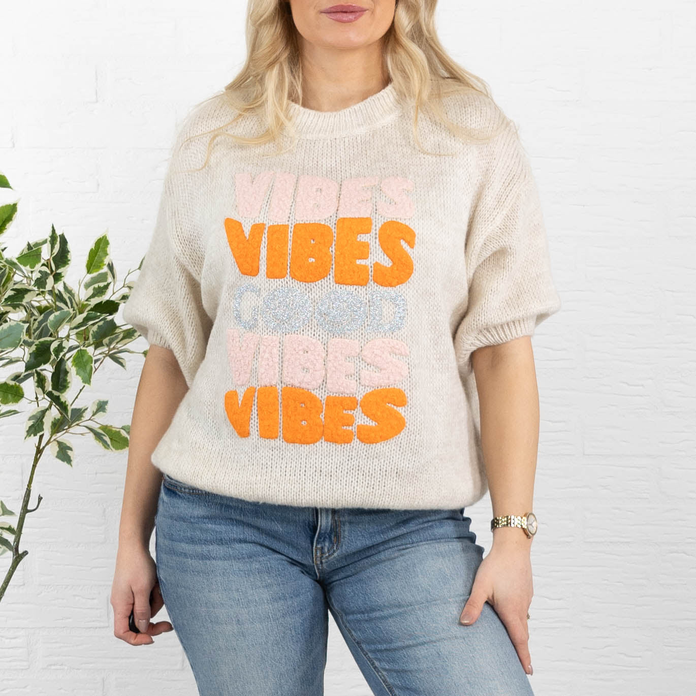 Good Vibes strik, Beige
