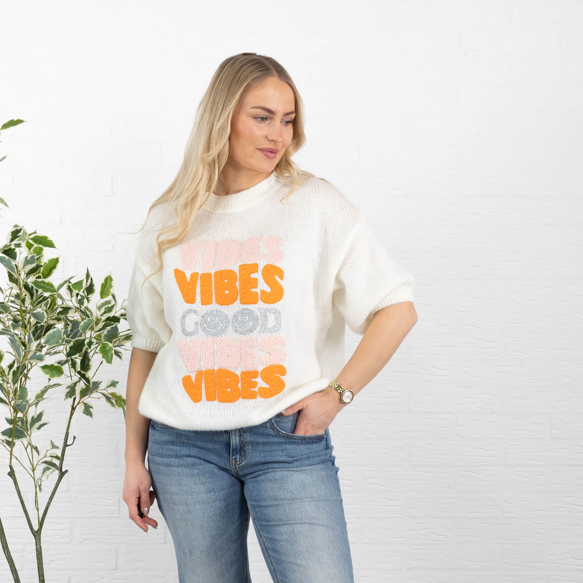 Good Vibes strik, Hvid