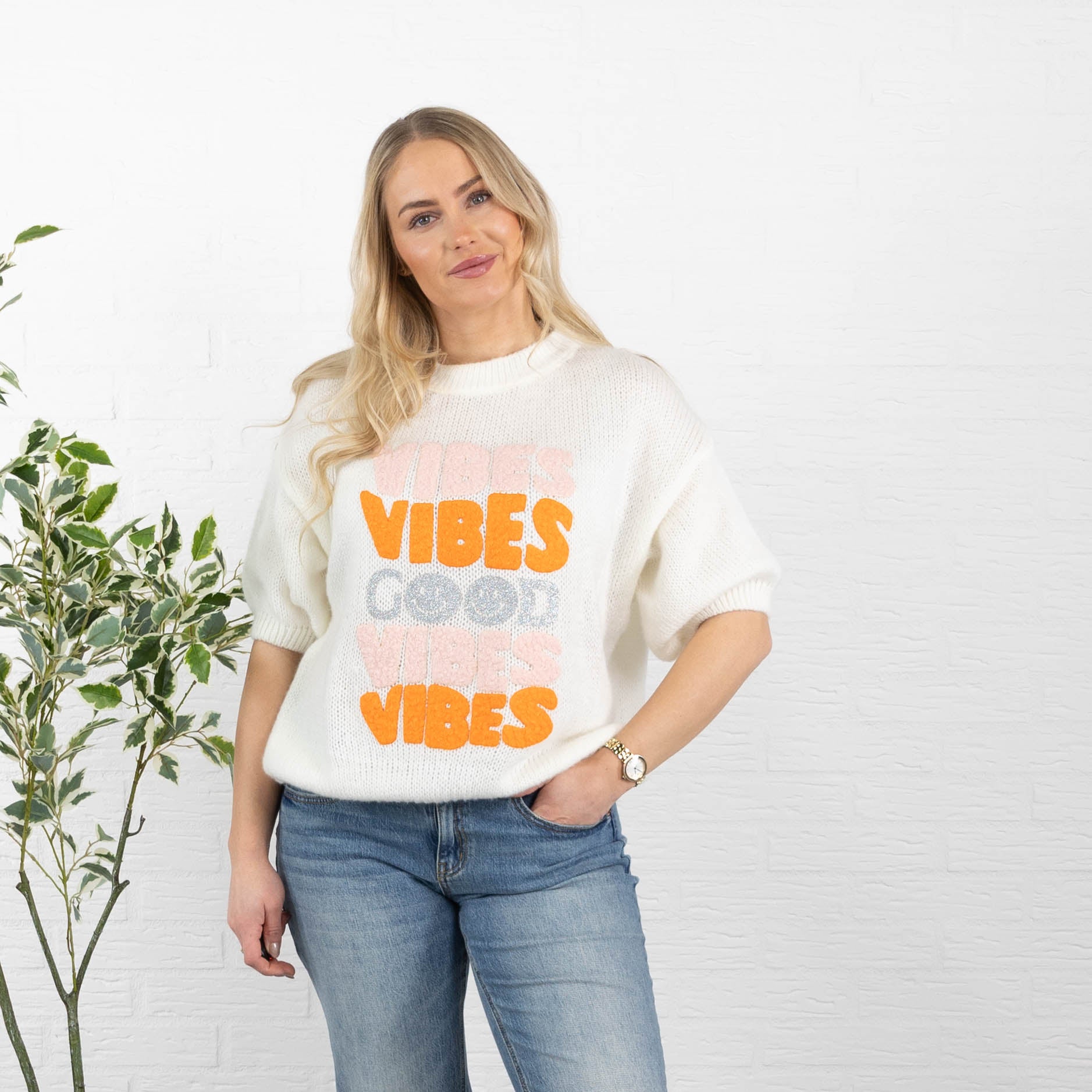 Good Vibes strik, Hvid