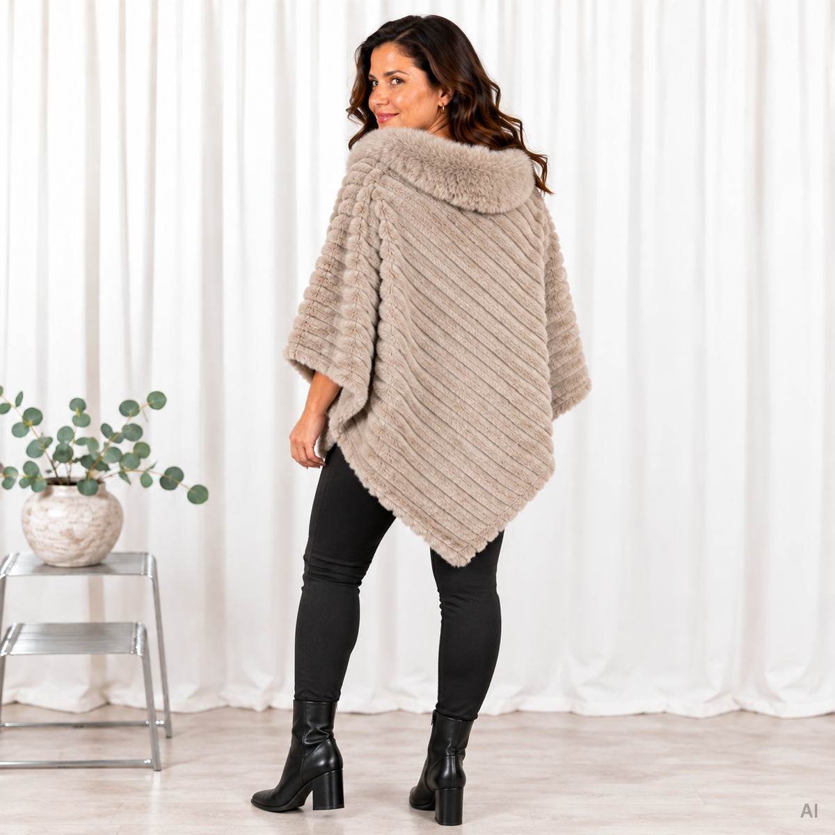 Ruby poncho, Taupe