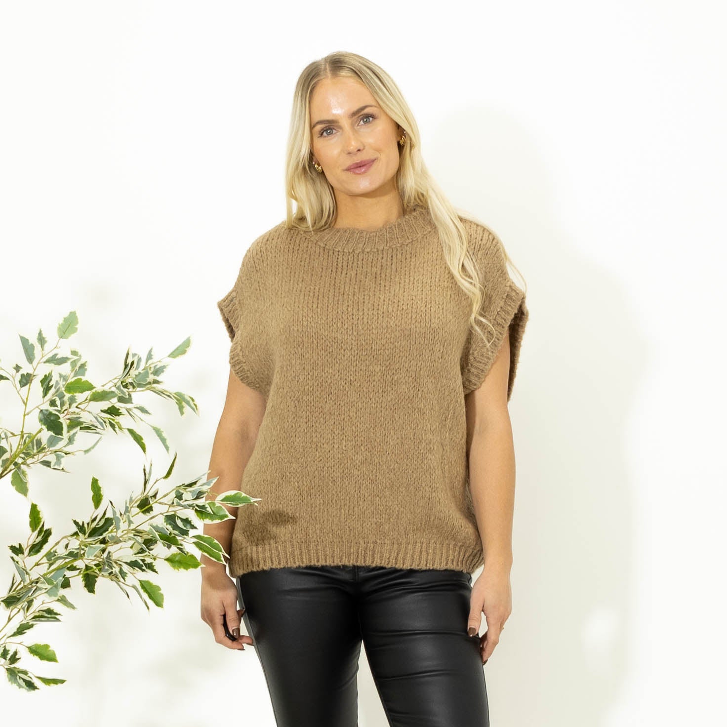 Samora blød strikvest, Camel