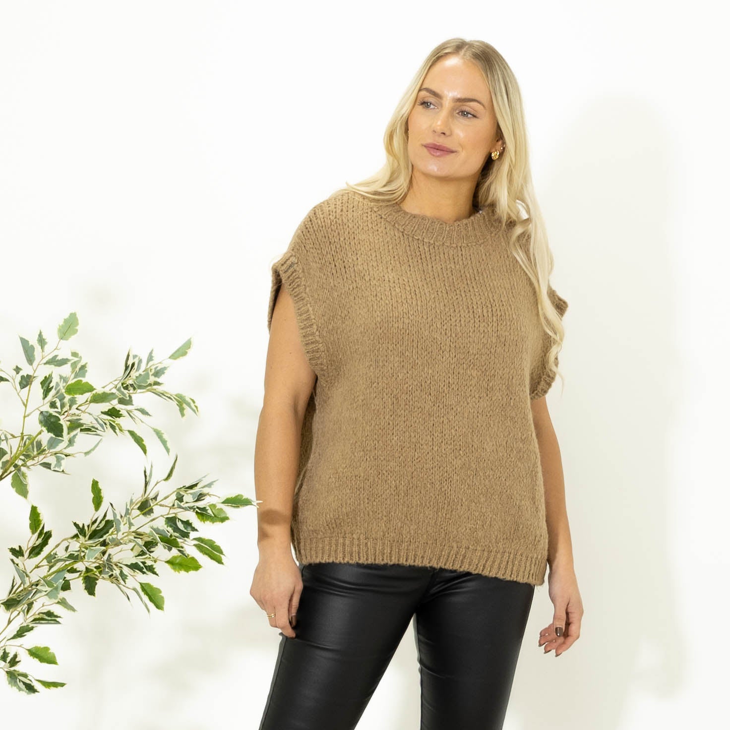 Samora blød strikvest, Camel