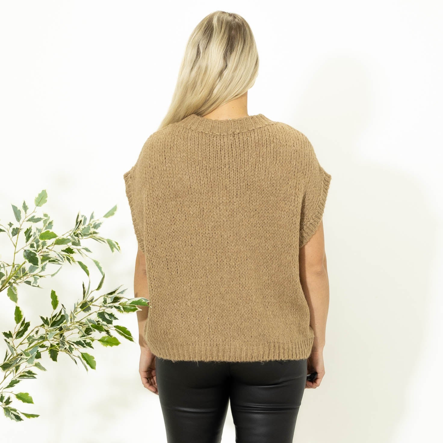 Samora blød strikvest, Camel