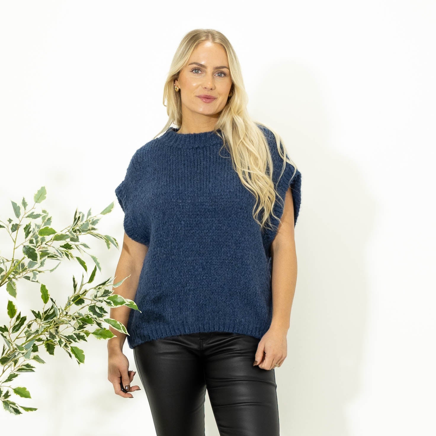 Samora blød strikvest, Dueblå