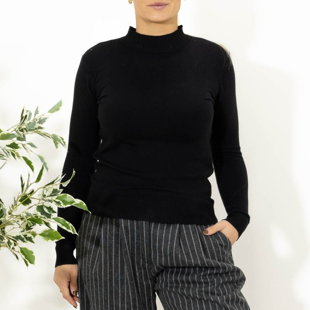Elisa strik m. turtleneck, Sort