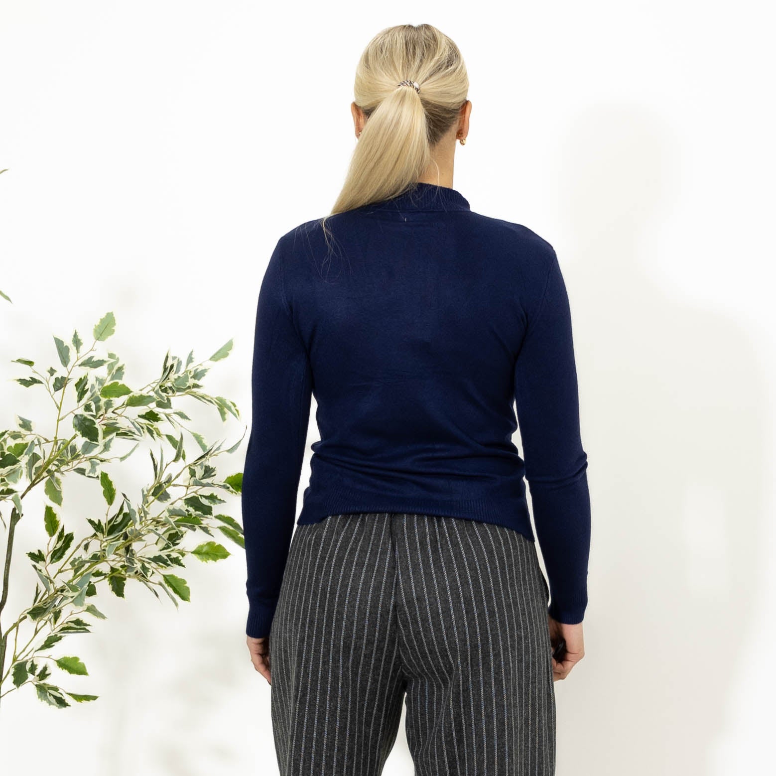 Elisa strik m. turtleneck, Navy