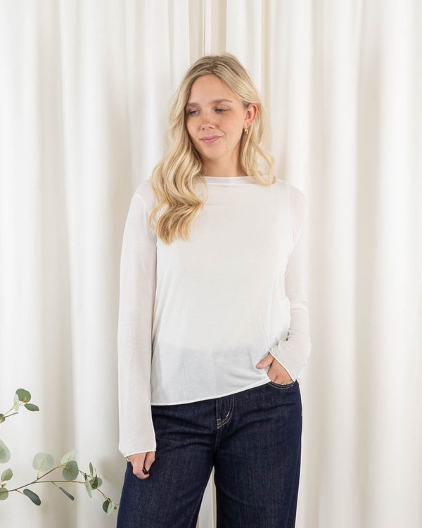 Cashy long sleeve, Råhvid