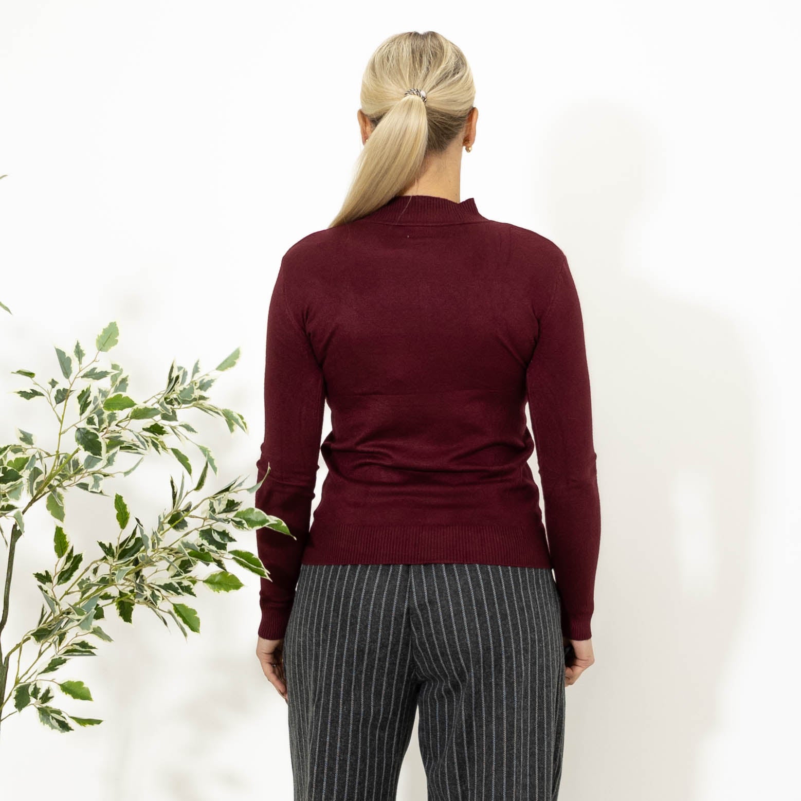 Elisa strik m. turtleneck, Vinrød