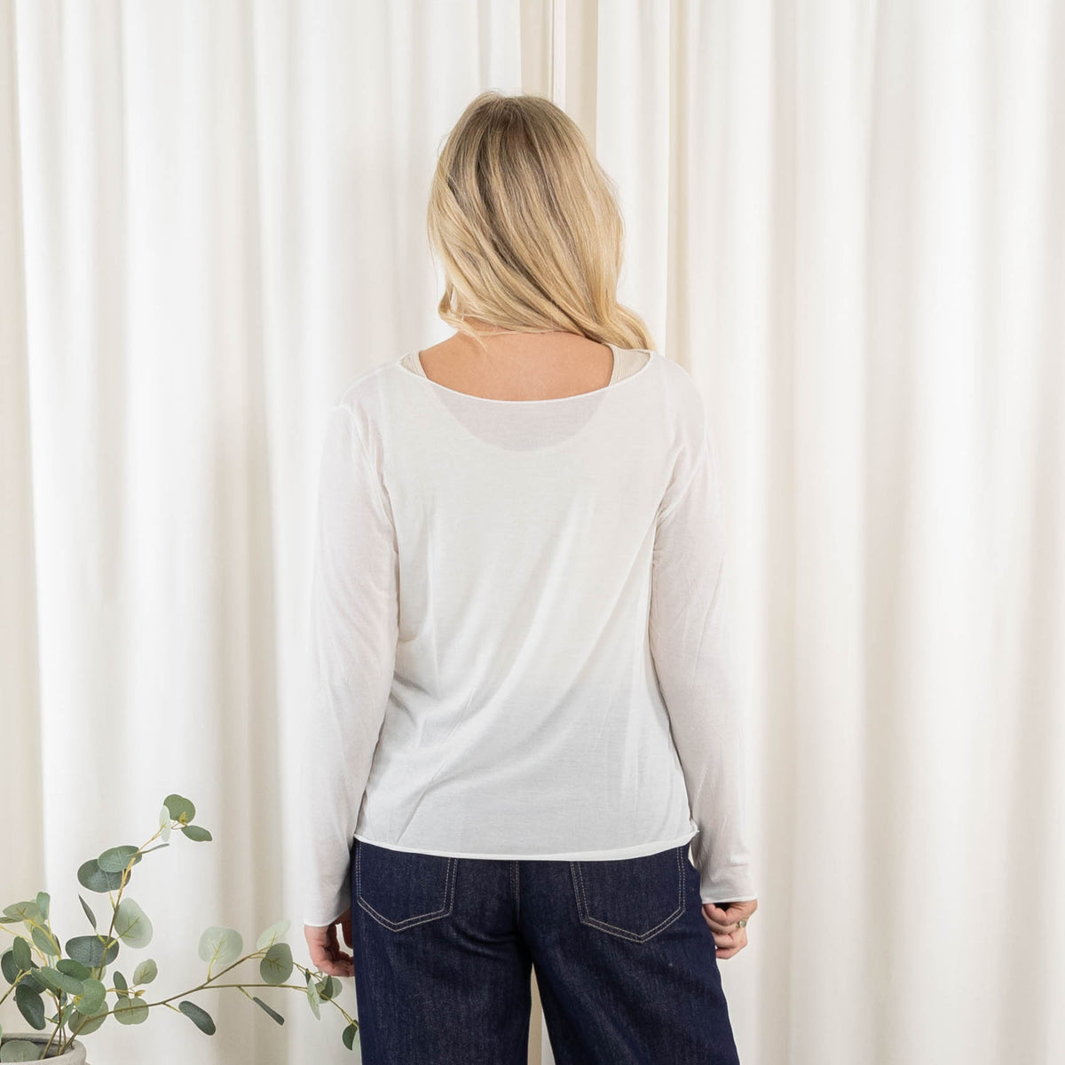 Cashy long sleeve, Råhvid